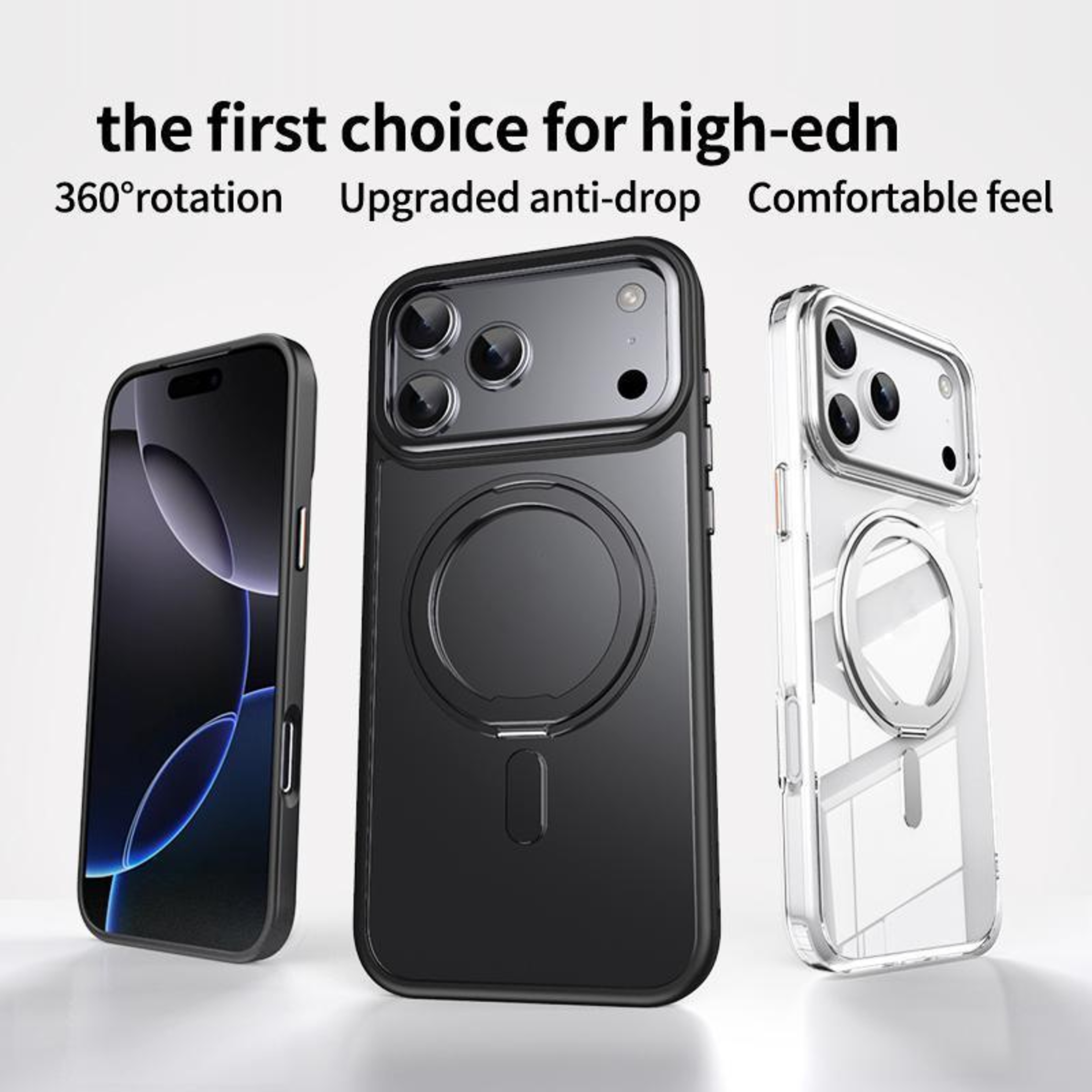 IPhone 18 Pro Max Frosted MagSafe Case With 360 Degree Rotating Ring Stand 2