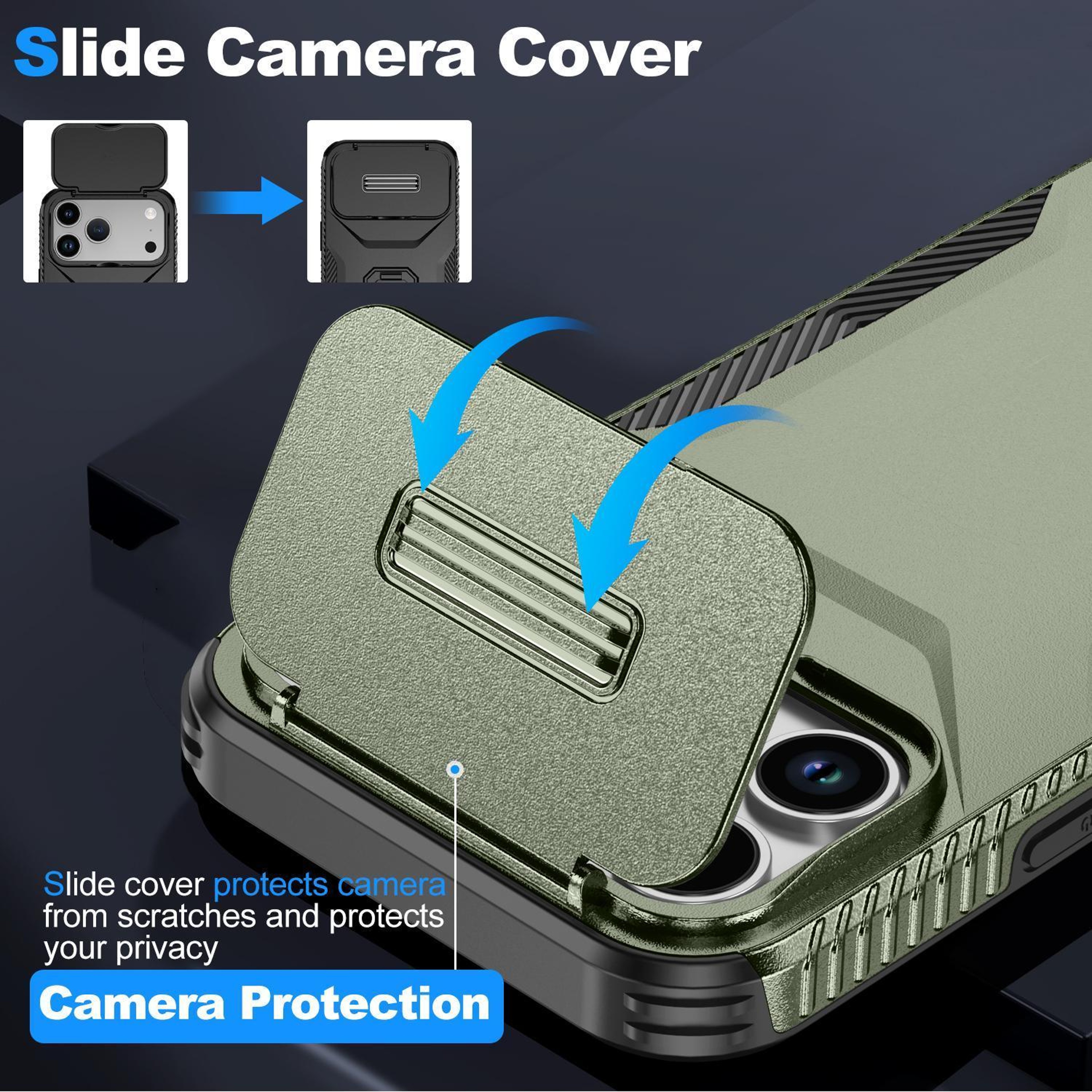 18 Pro Max Sliding Camera Cover Phone Case With TPU And PC Protection 2