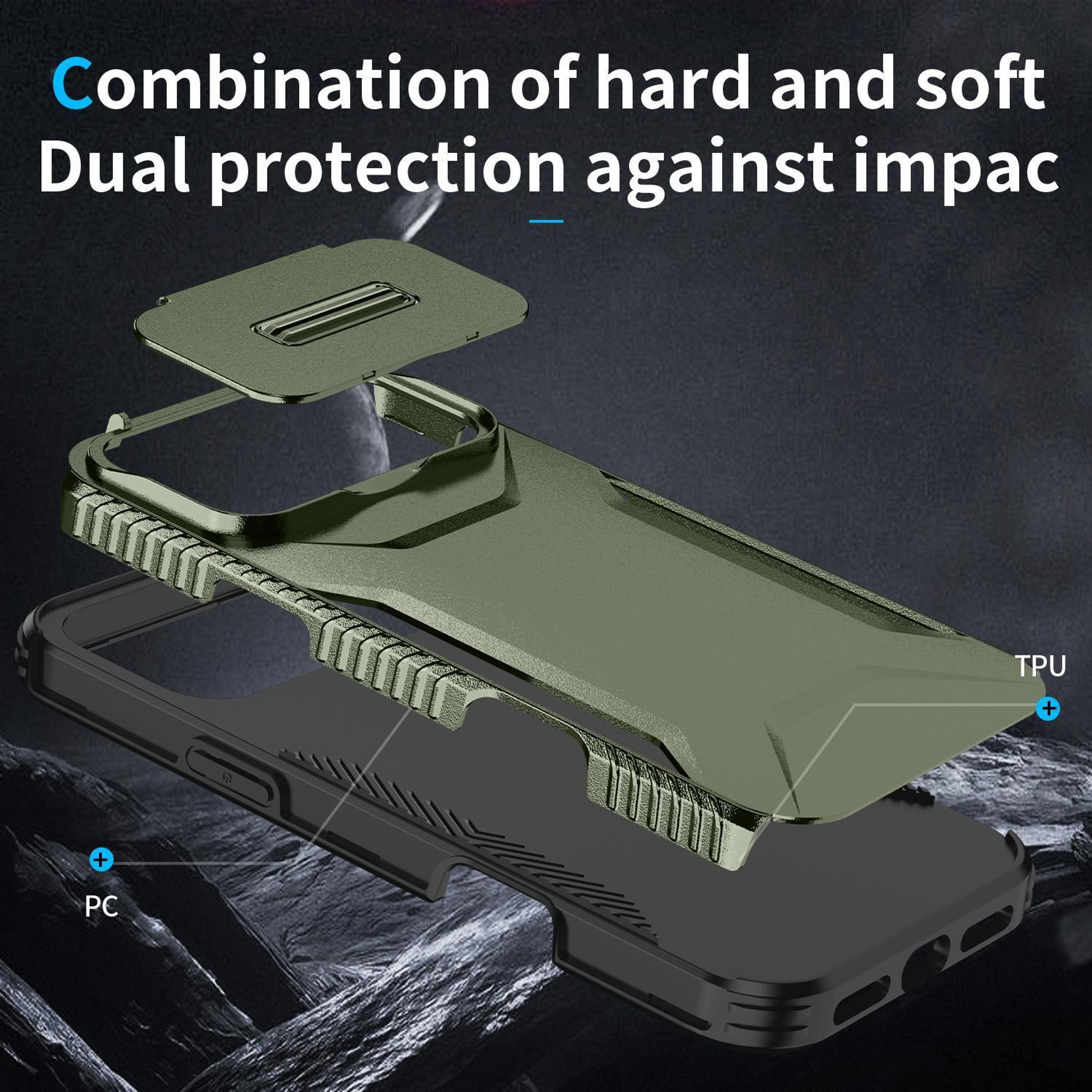 18 Pro Max Sliding Camera Cover Phone Case With TPU And PC Protection 5