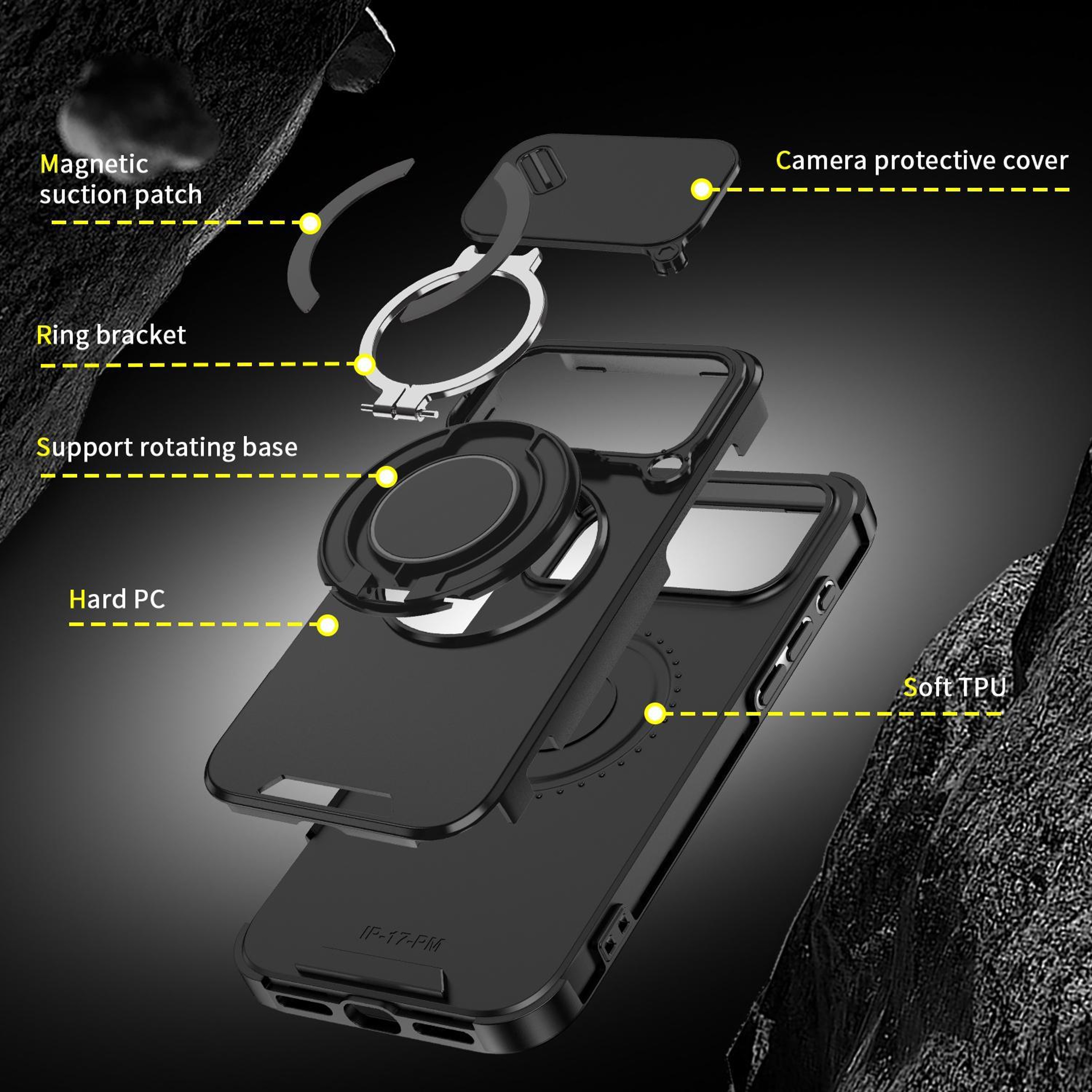 IPhone 18 Pro Max Sliding Camera Cover Ring Holder Case 8
