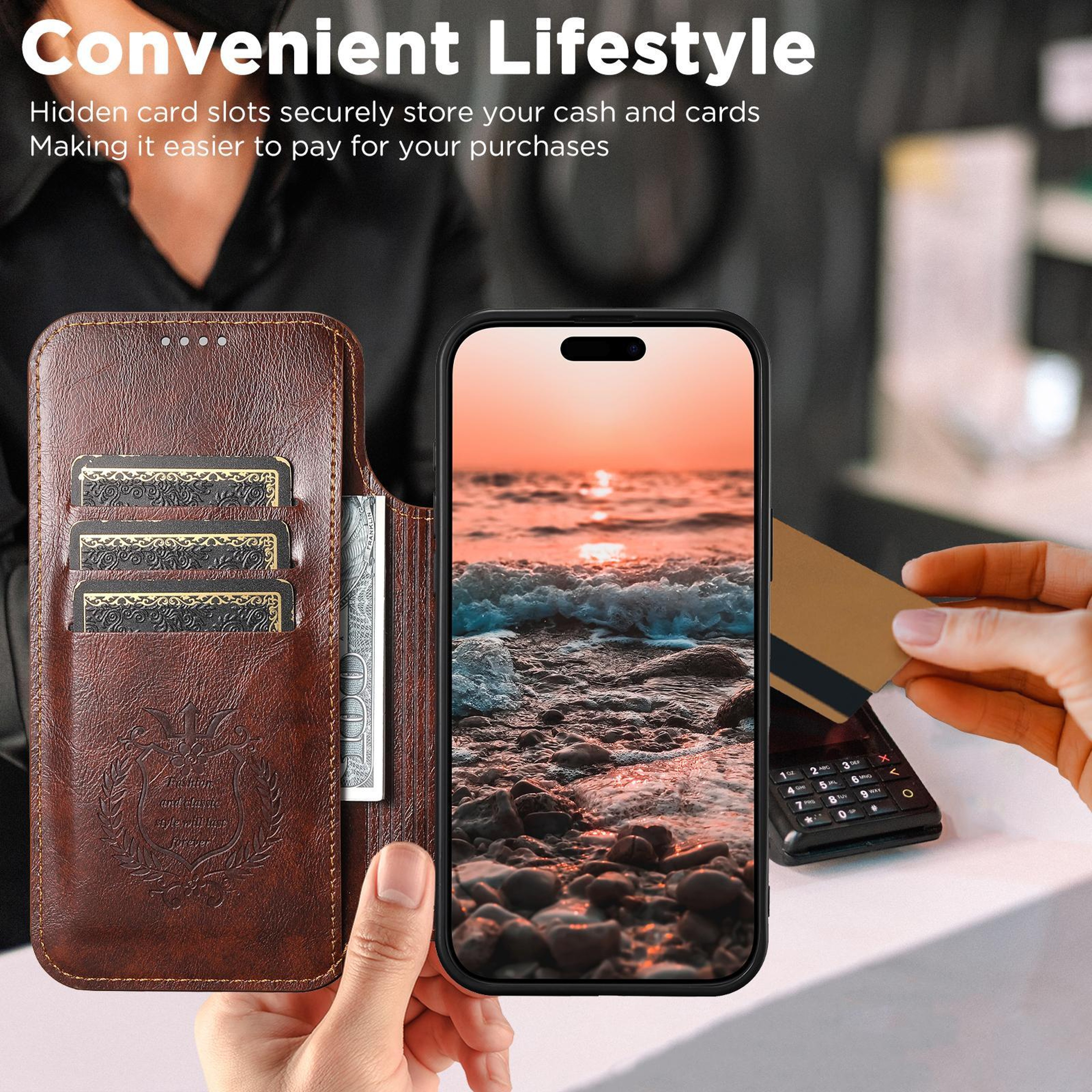 IPhone 18 Pro Max PU Leather MagSafe Wallet Case With Stand 3