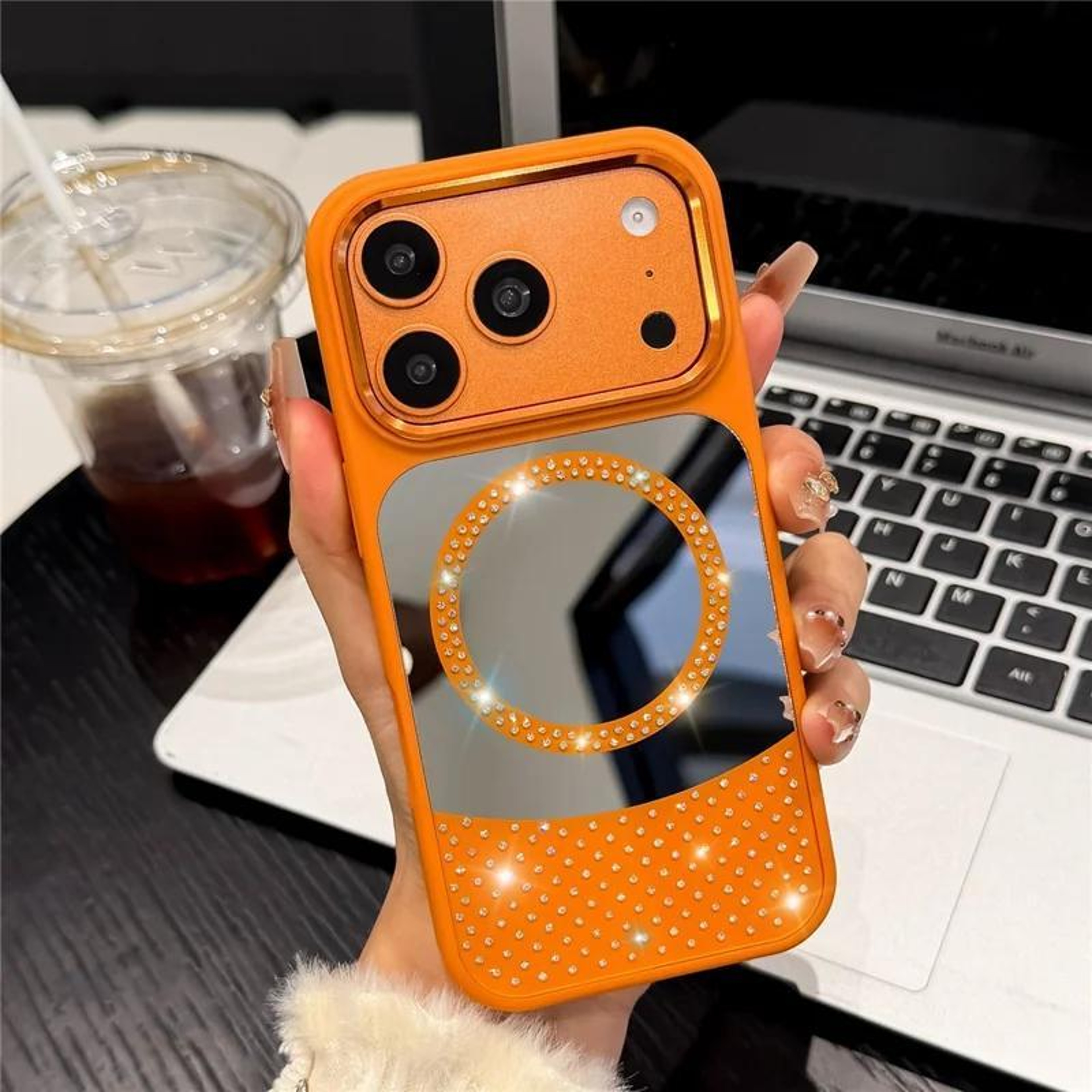 IPhone 18 Pro Crystal Mirror Rhinestone Magnetic Phone Case 1