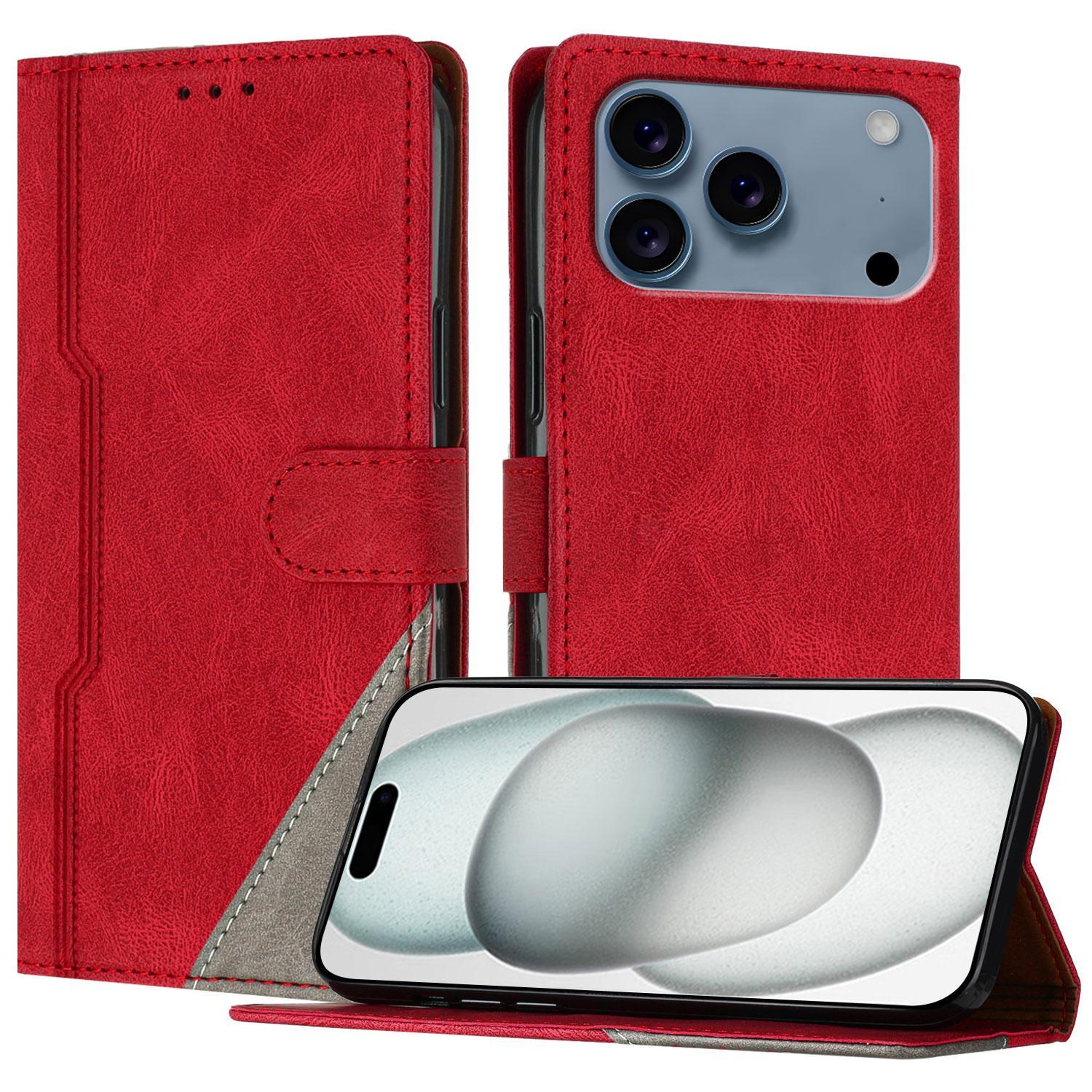 IPhone 18 Pro PU Leather Wallet Case With Card Slots Kickstand And Buckle Clasp 0