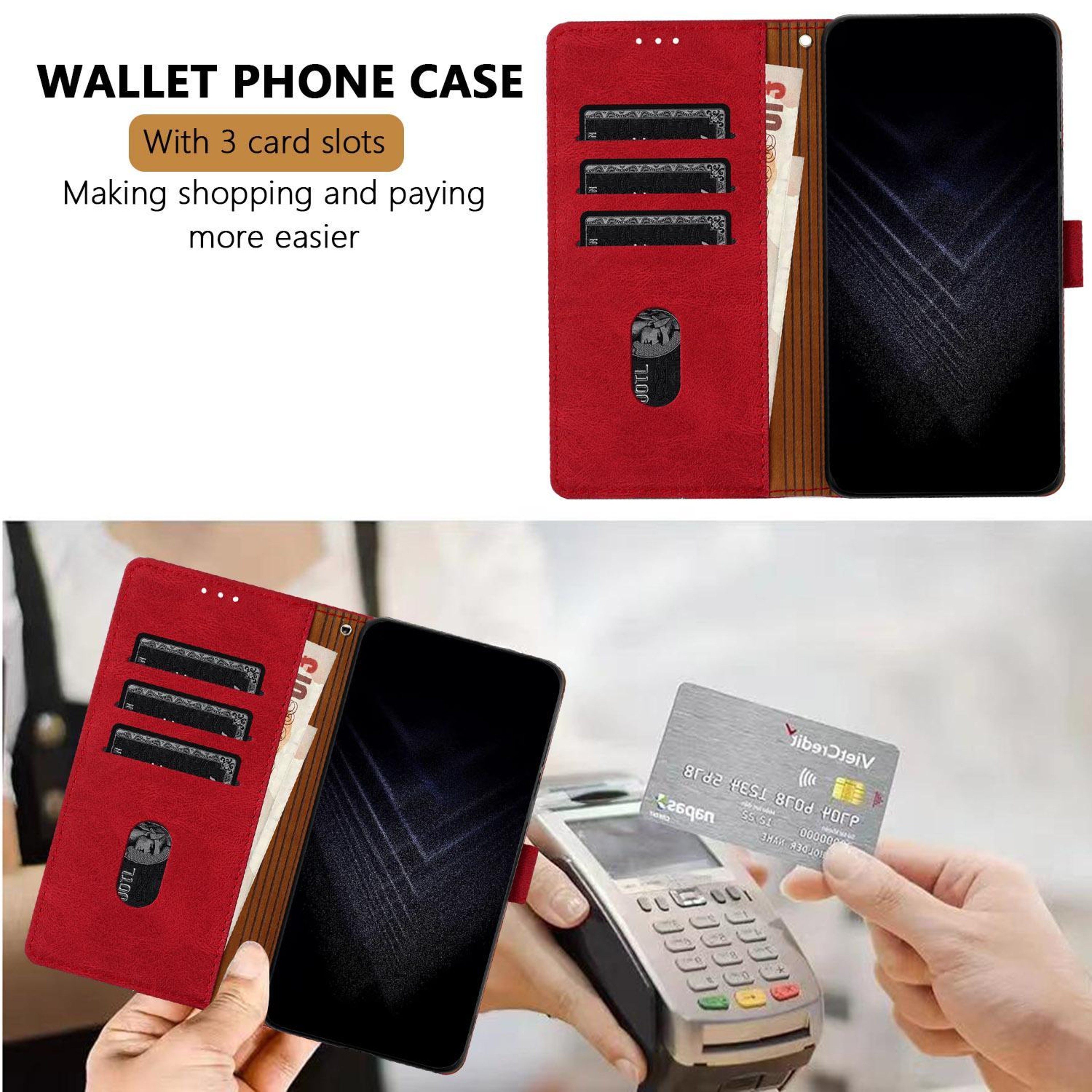 IPhone 18 Pro Max Vegan Leather Wallet Case With Card Slots And Kickstand 3