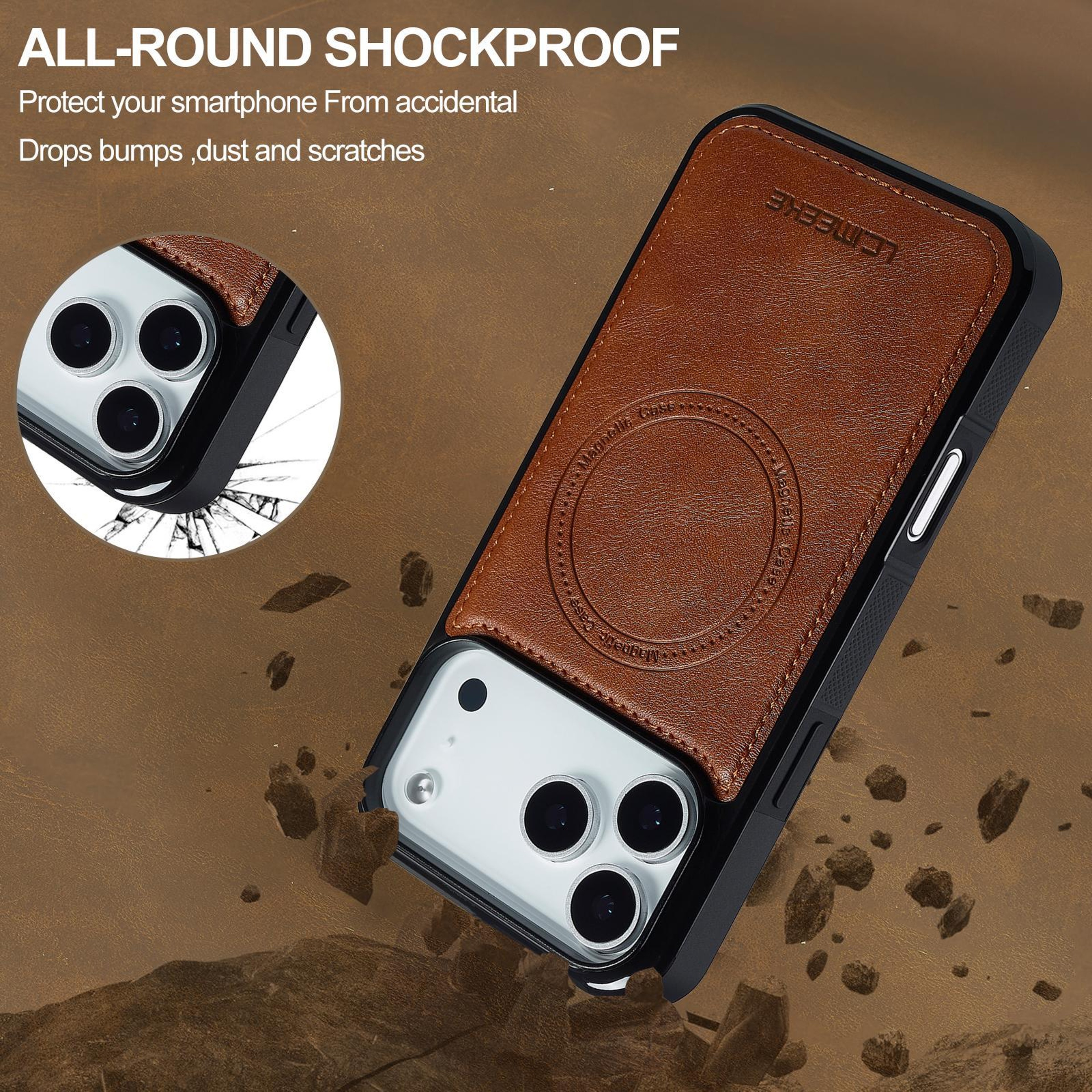 IPhone 18 Pro MagSafe PU Leather Protective Phone Case 1