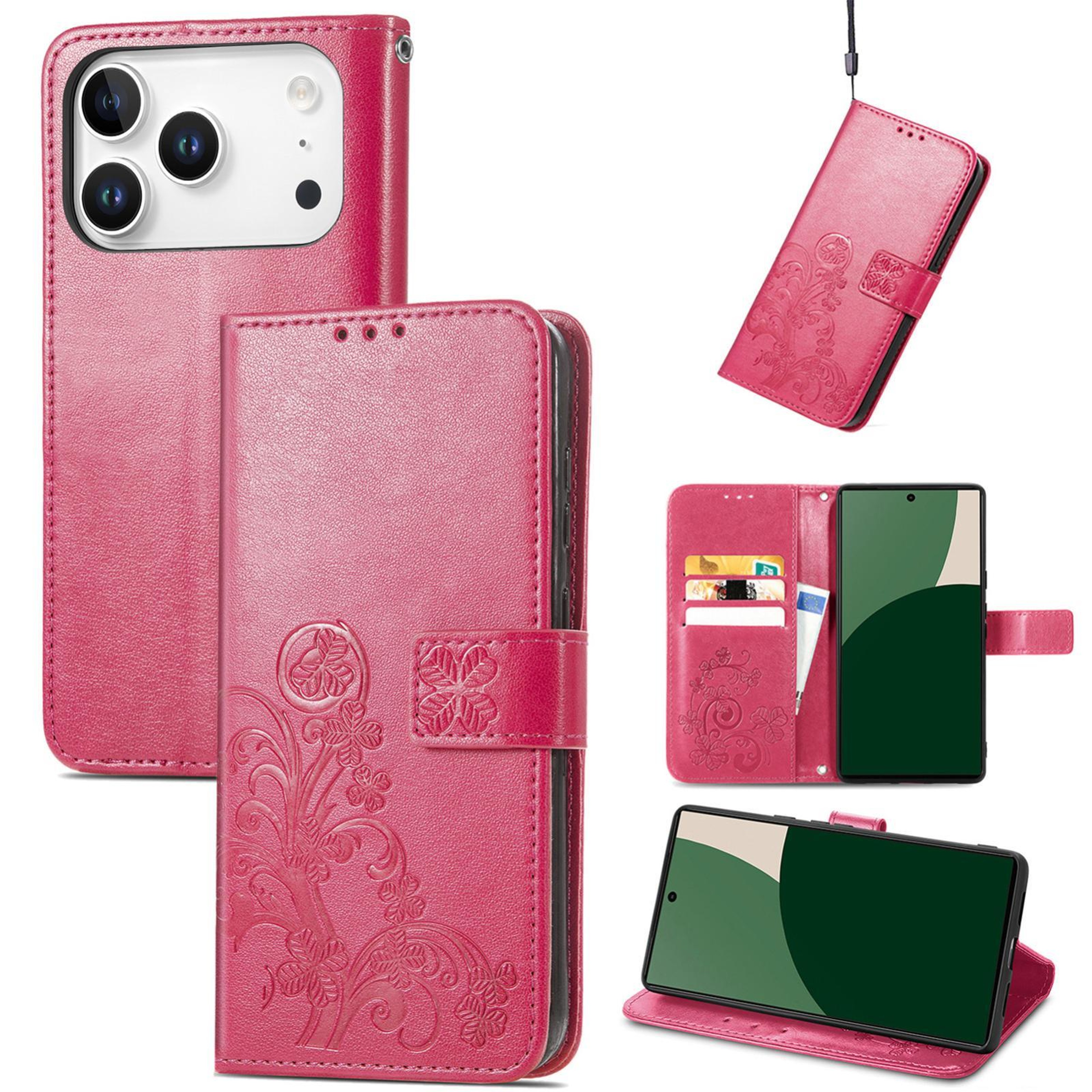 FourLeaf Clasp Embossed Wallet Case For IPhone 18 Pro 0