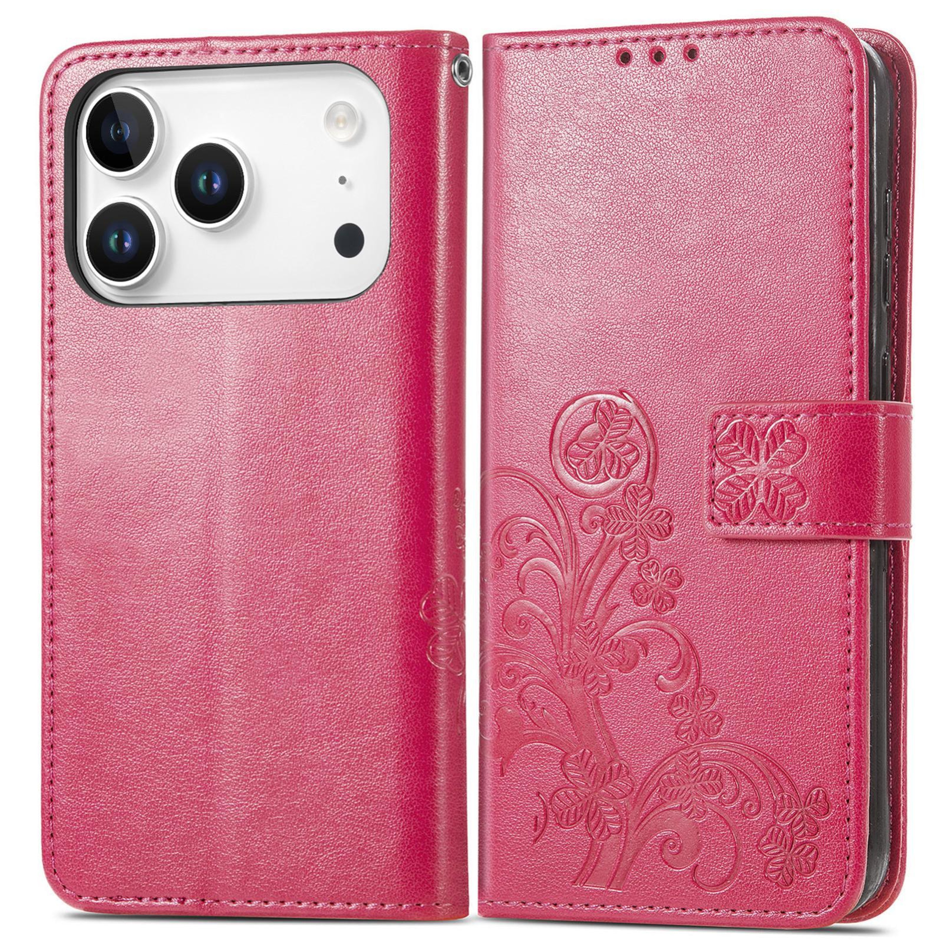 FourLeaf Clasp Embossed Wallet Case For IPhone 18 Pro 1