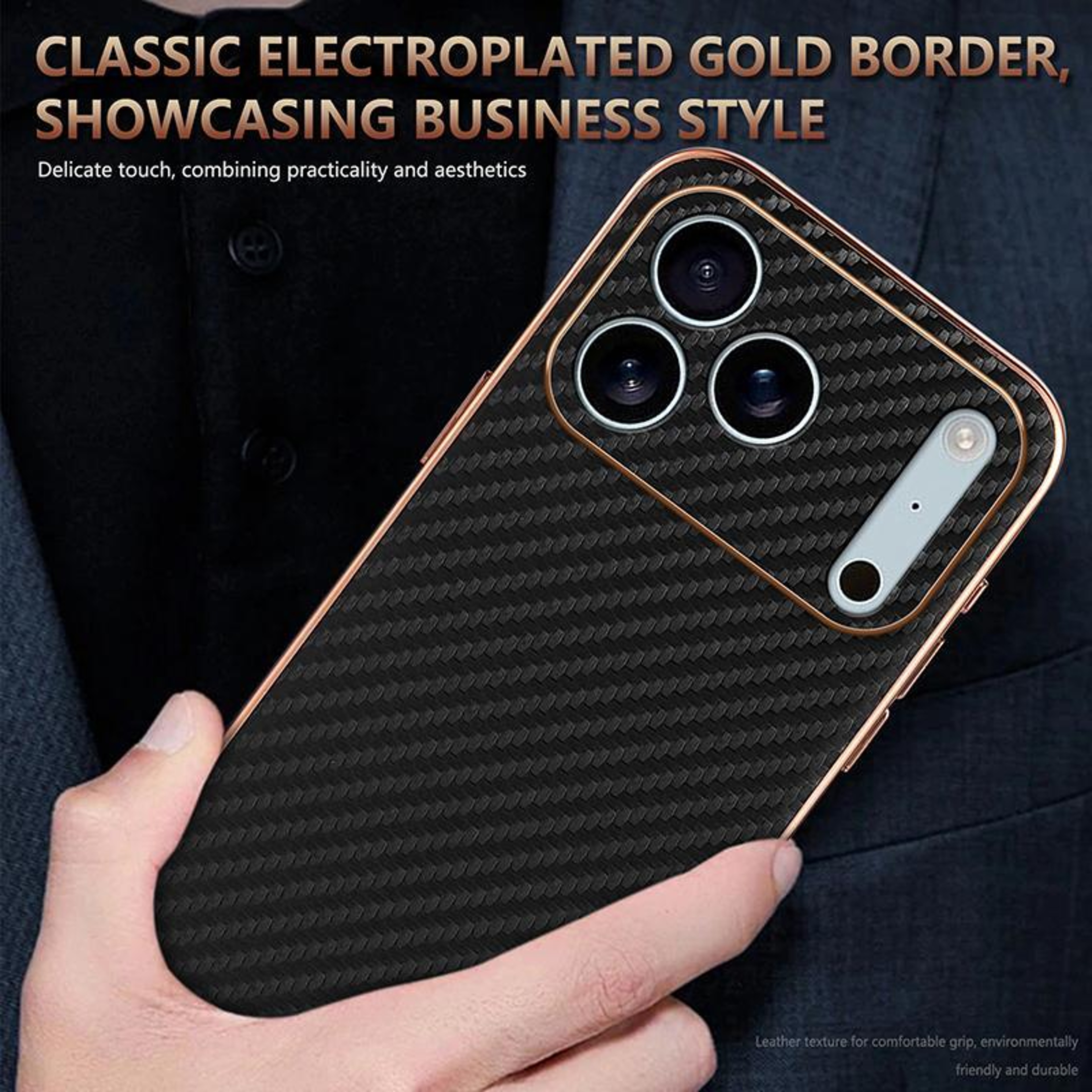 Electroplated Edge Carbon Fiber Texture 18 Pro Phone Case 6