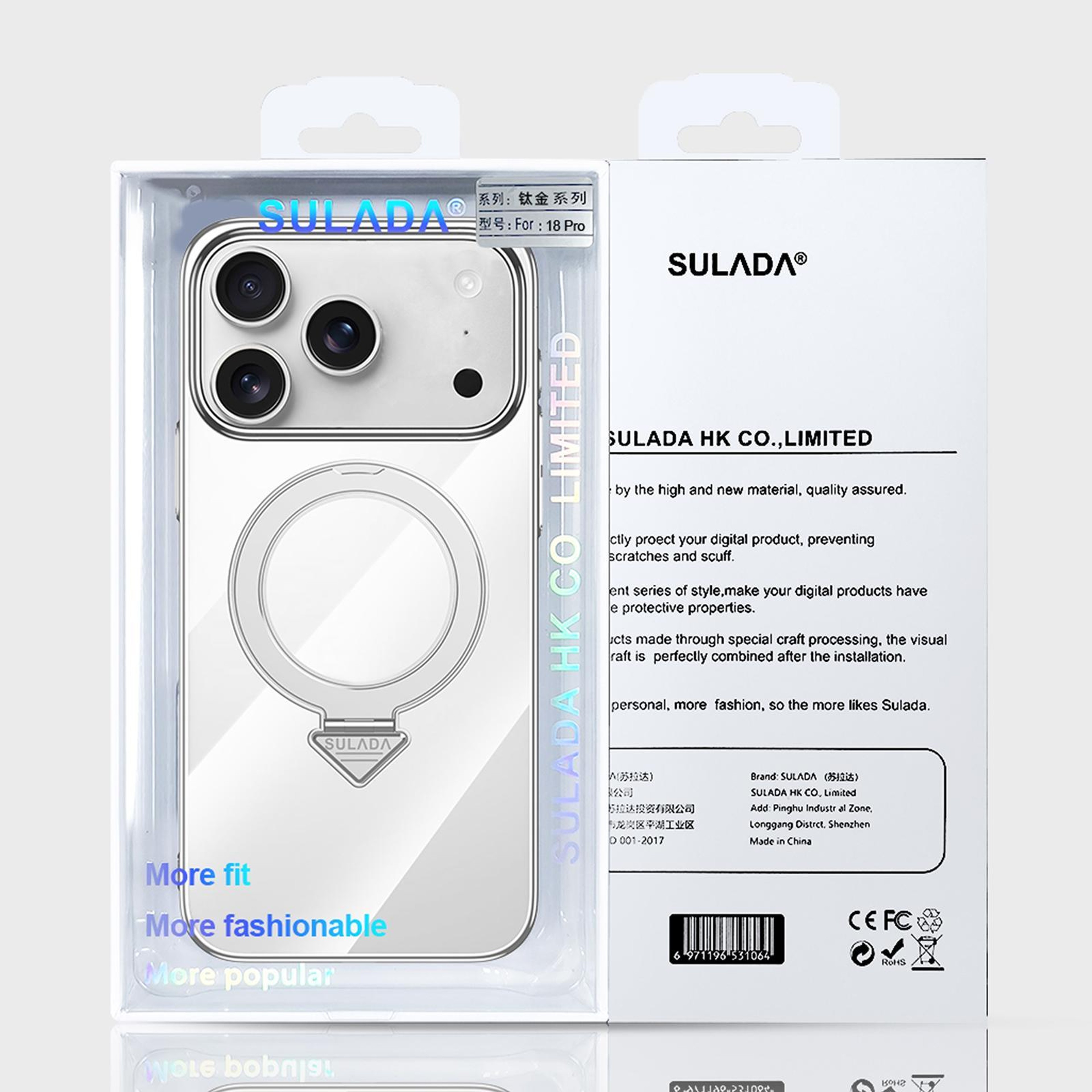 IPhone 18 Pro Transparent MagSafe Case With Metal Stand 2