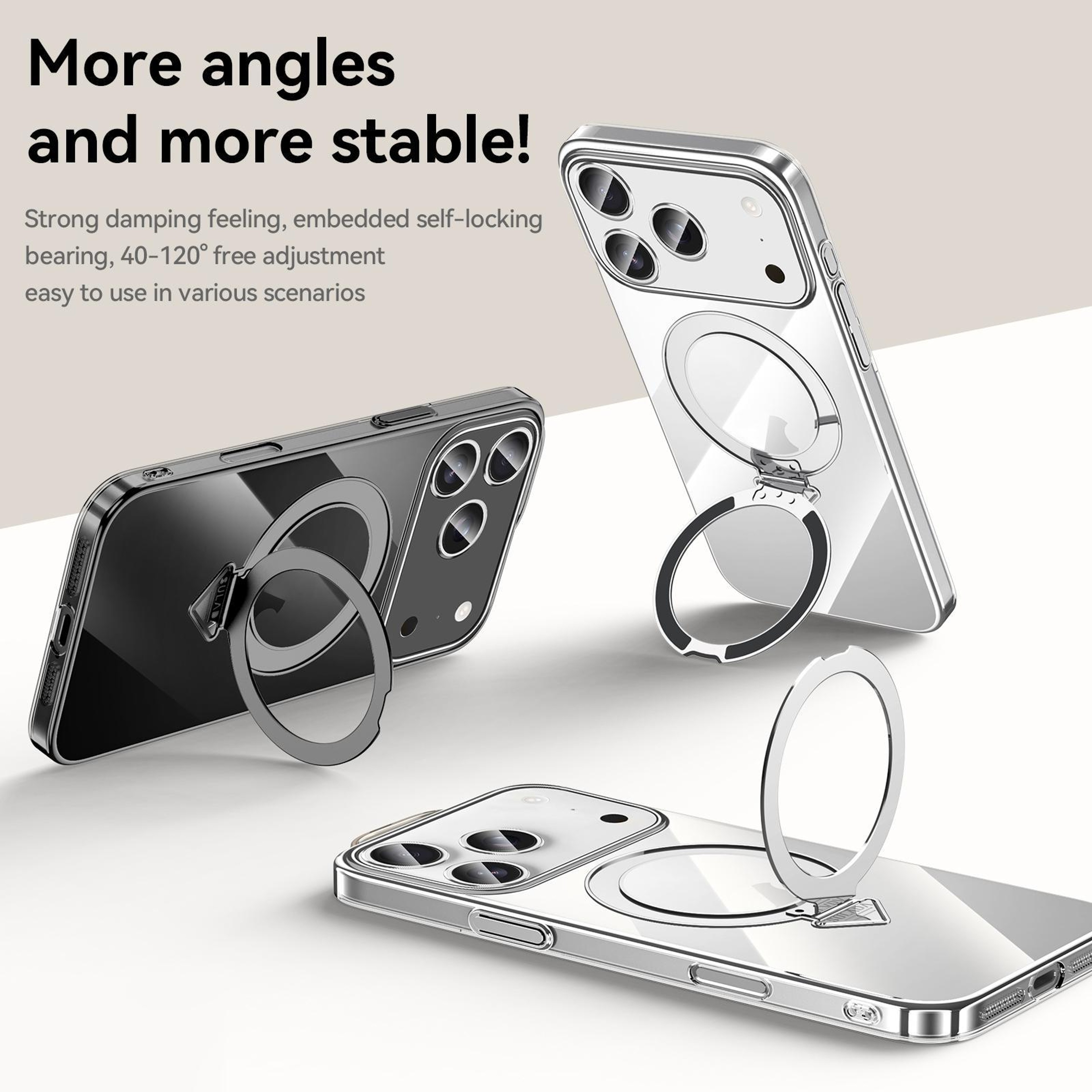 IPhone 18 Pro Max Clear MagSafe Case With Metal Kickstand 4