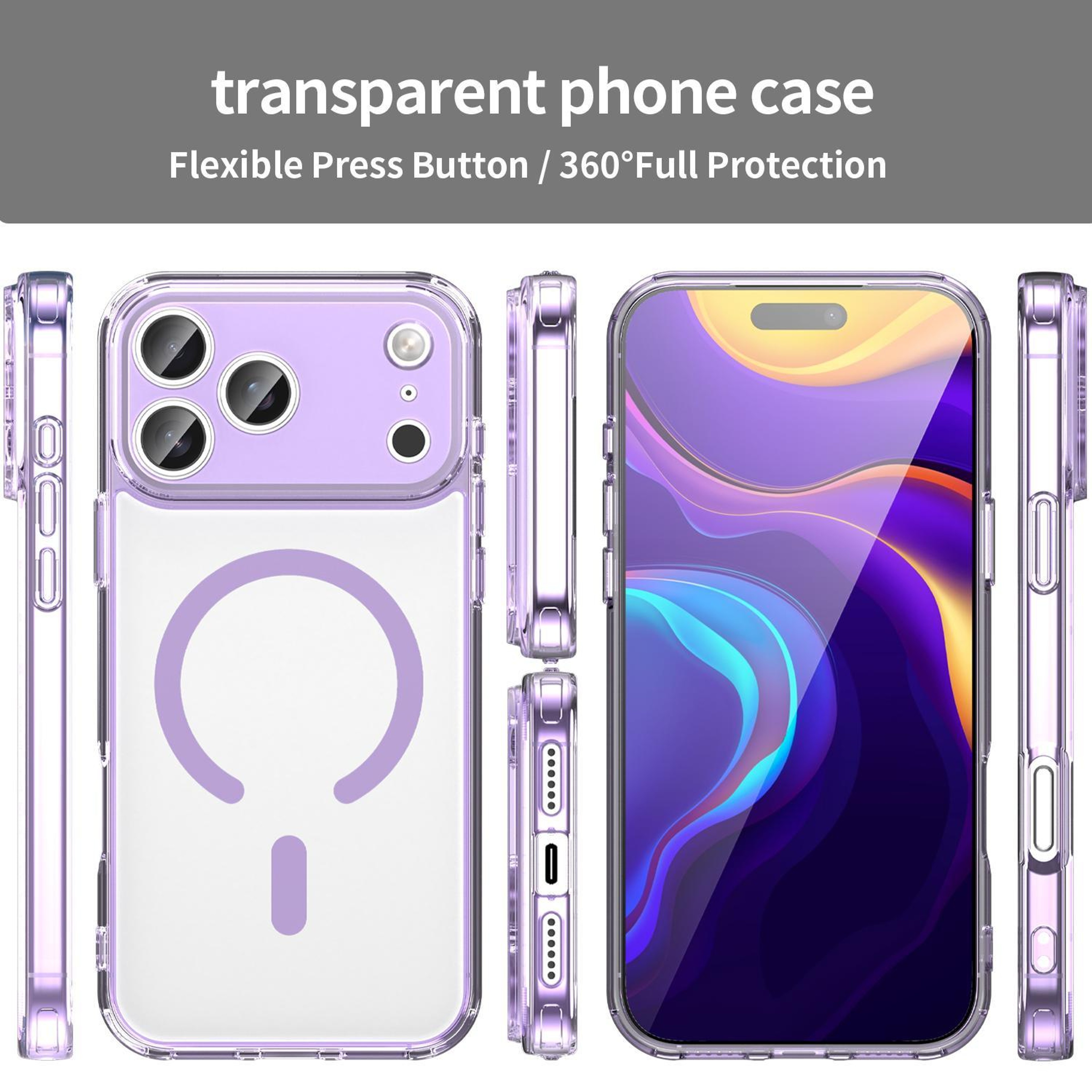 18 Pro Max Hybrid TPU PC Shockproof Magnetic Charging Phone Case 1