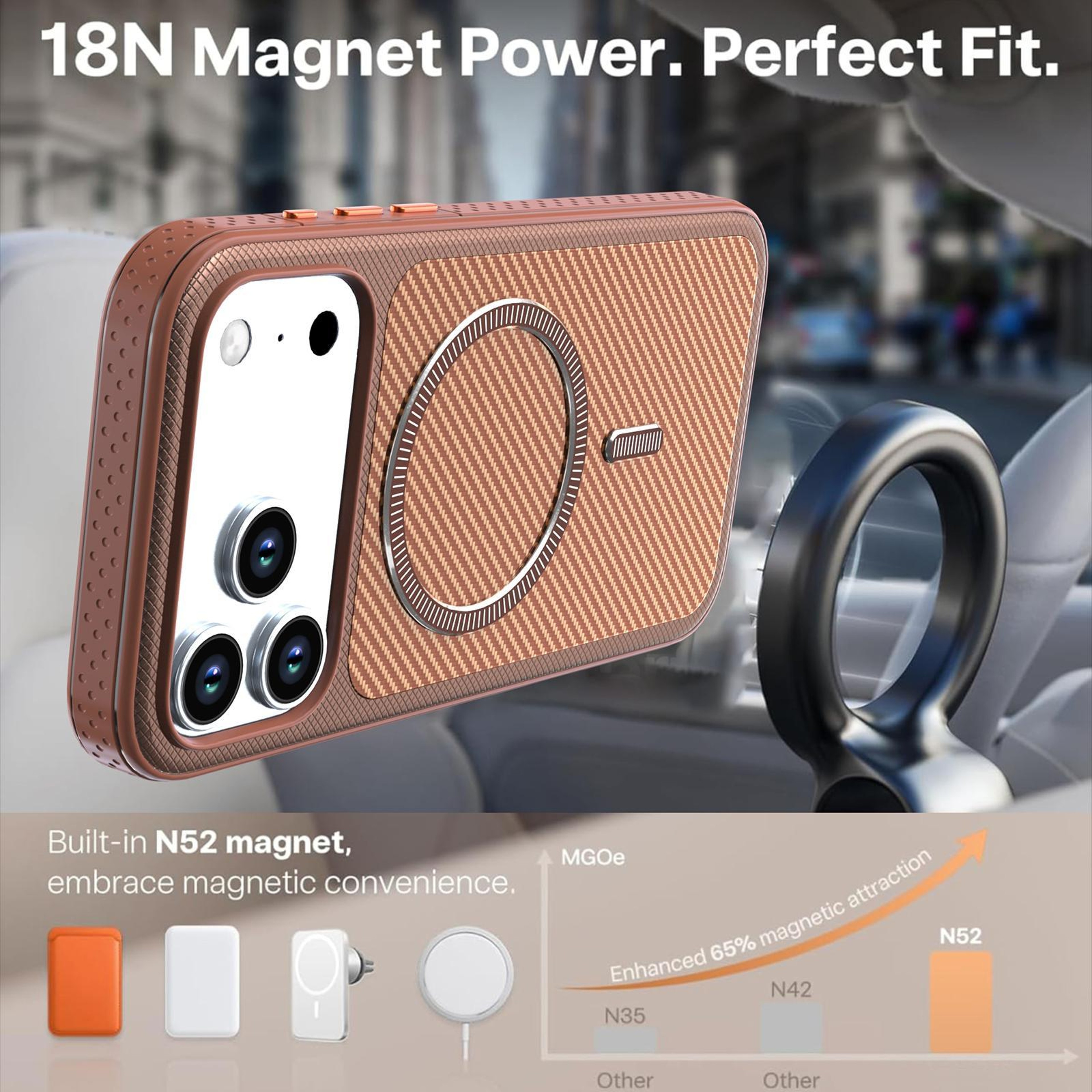 IPhone 18 Pro Carbon Fiber Texture Magnetic Phone Case 2
