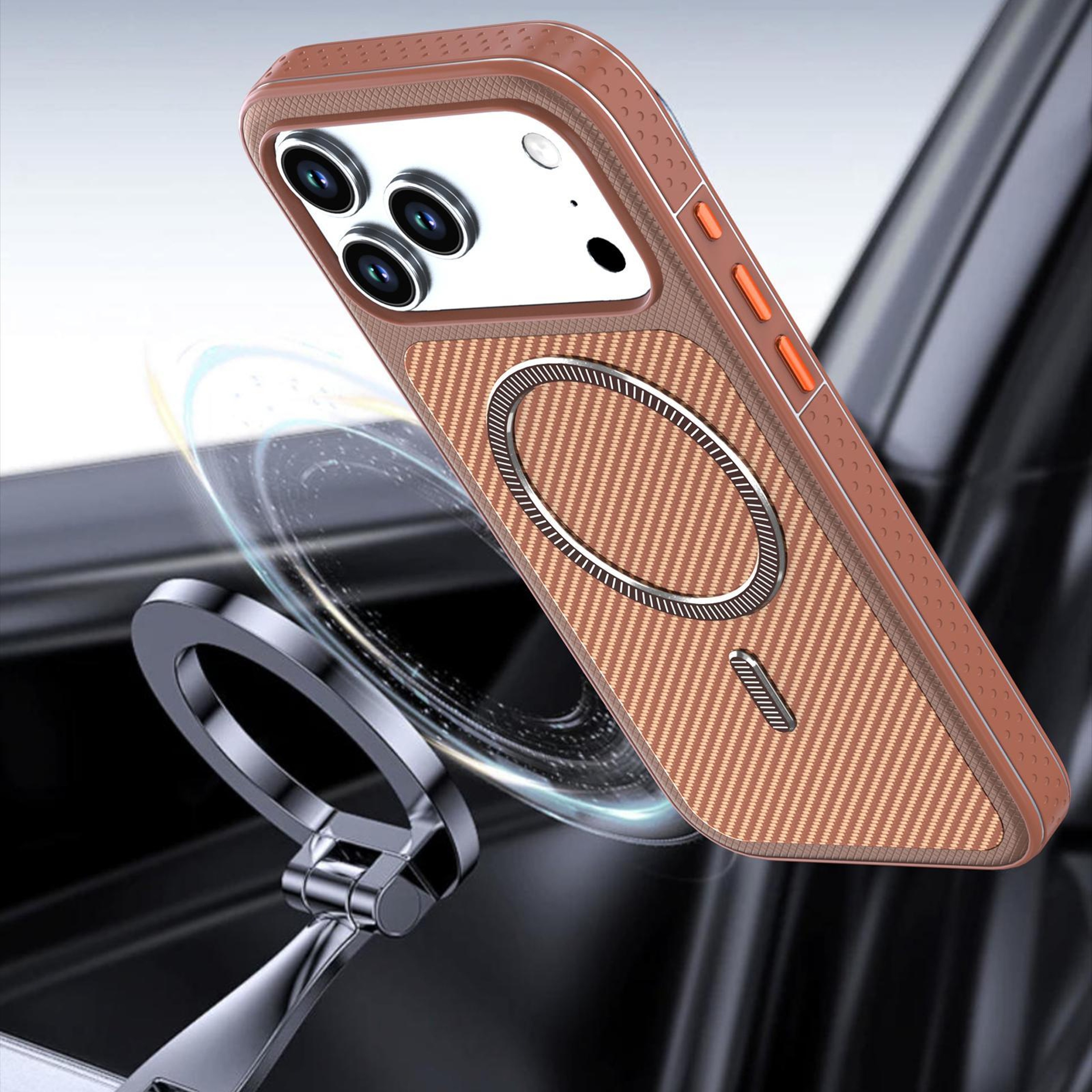 Carbon Fiber Texture Magnetic Phone Case For 18 Pro Max 4