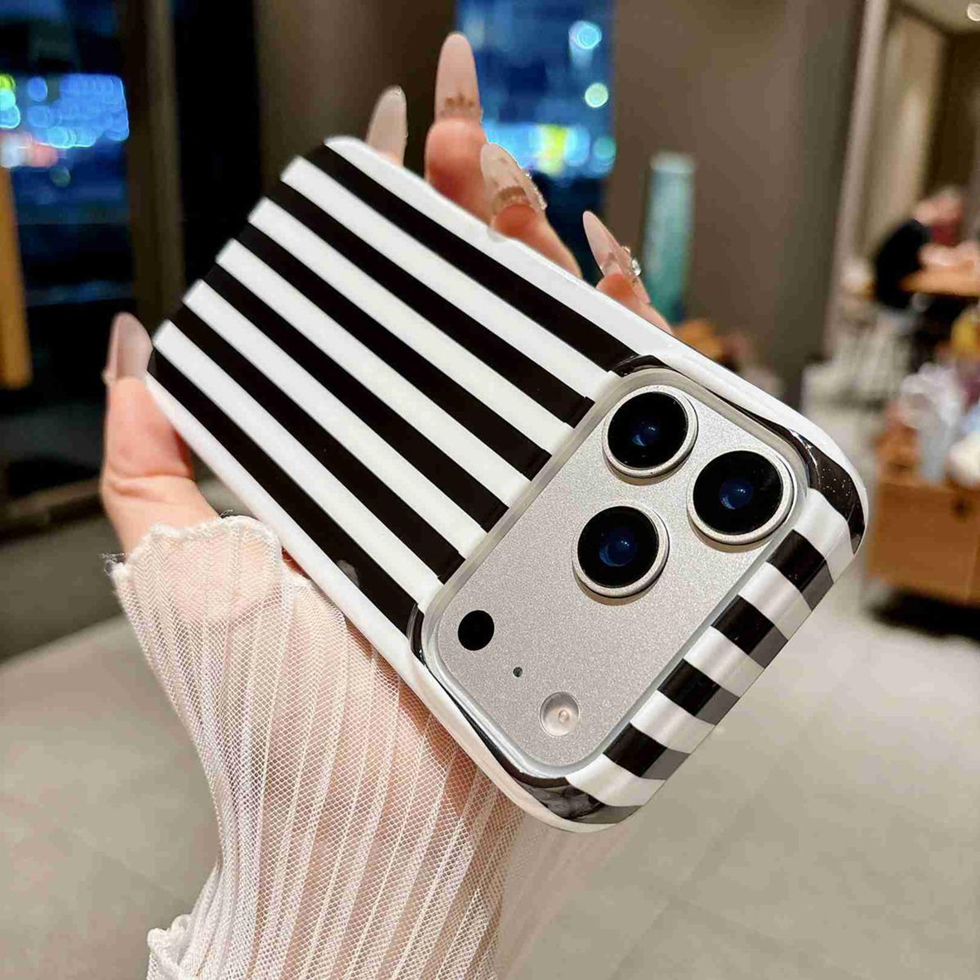 Full Coverage IMD Printed Vertical Stripe TPU Phone Case For 18 Pro 5