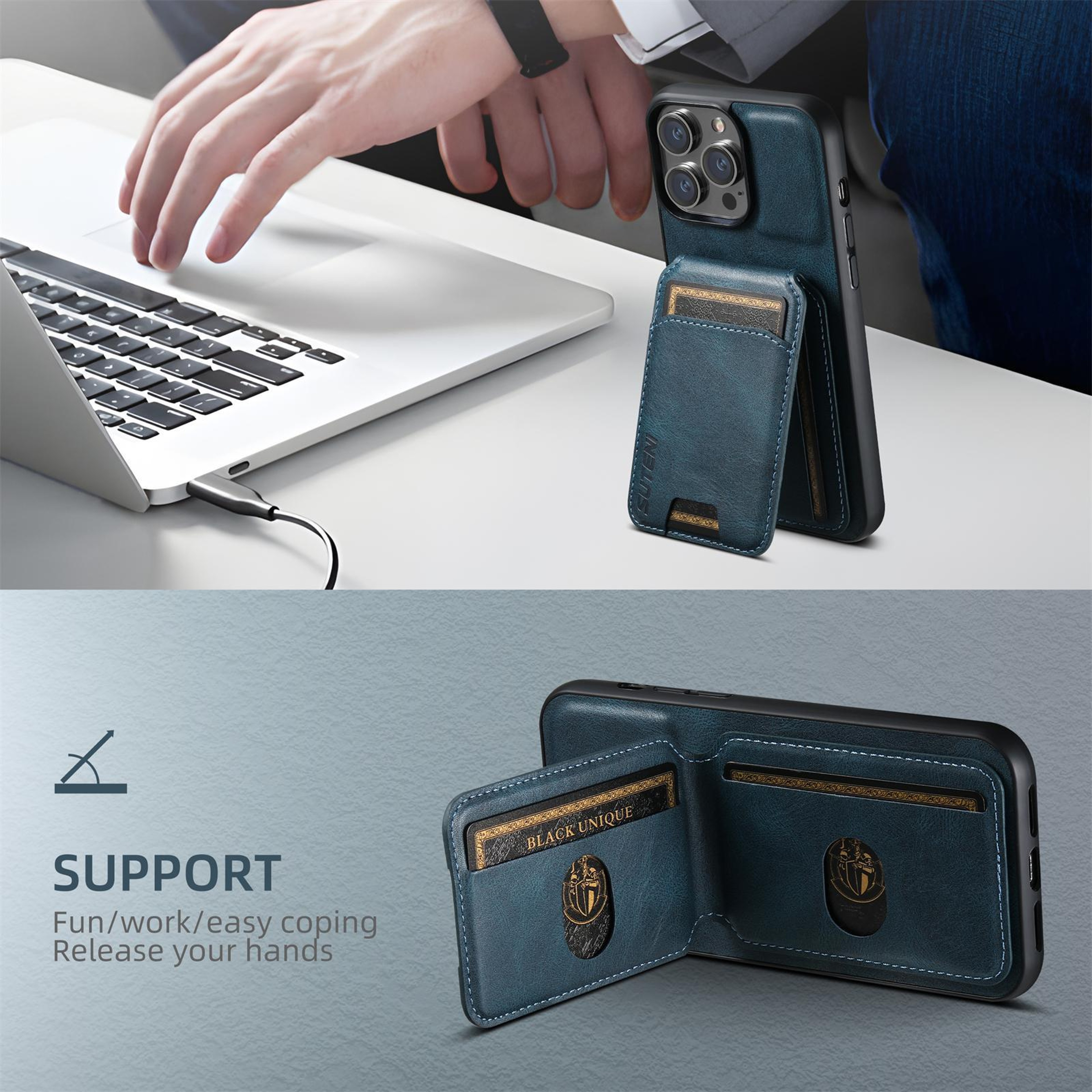 IPhone 18 Pro PU Leather Wallet Case With Card Slot And Stand 2