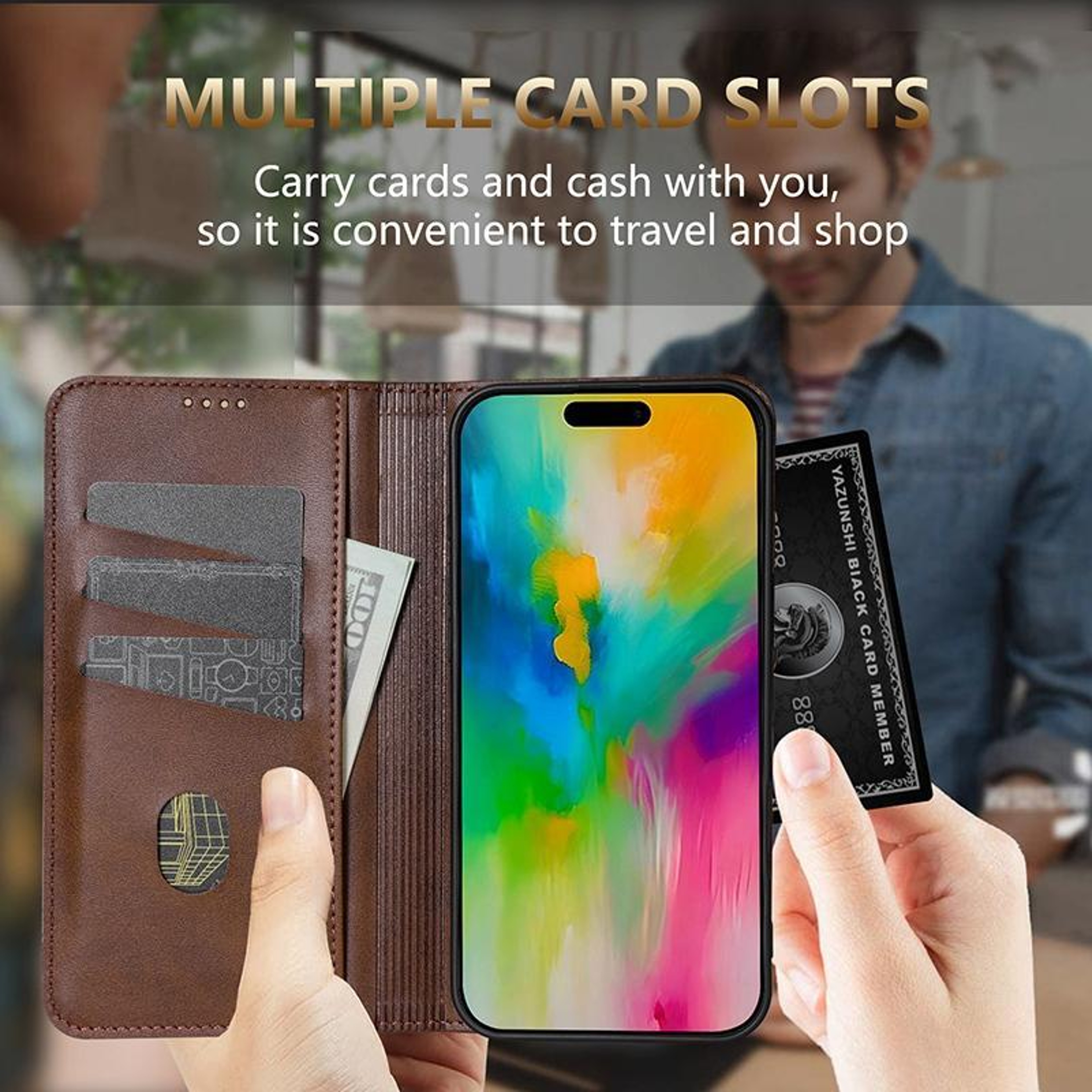 Magnetic Calf Texture Flip Wallet Case For IPhone 18 Pro Max 10