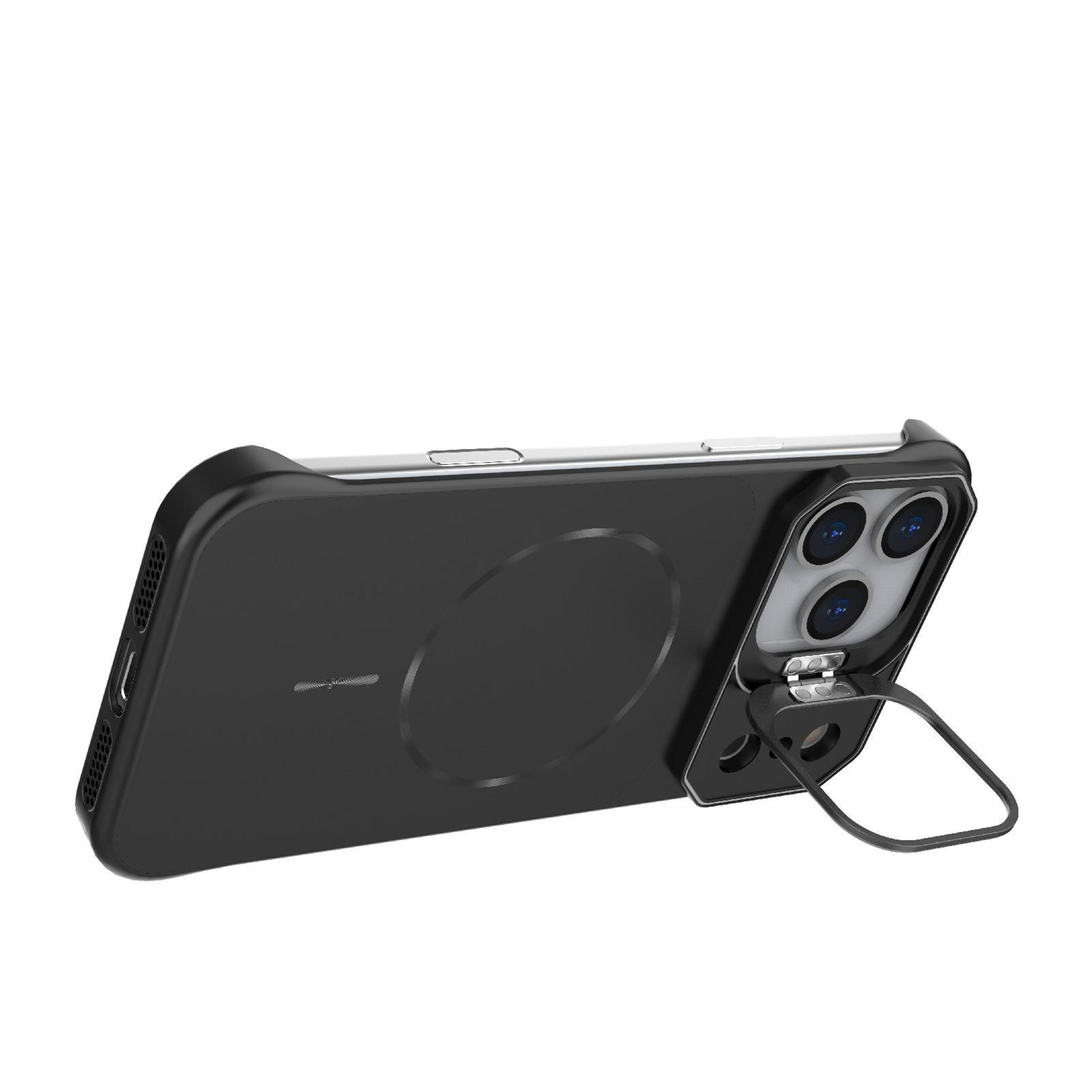 Frameless Magnetic PC Phone Case With Hidden Kickstand For 18 Pro Max 2