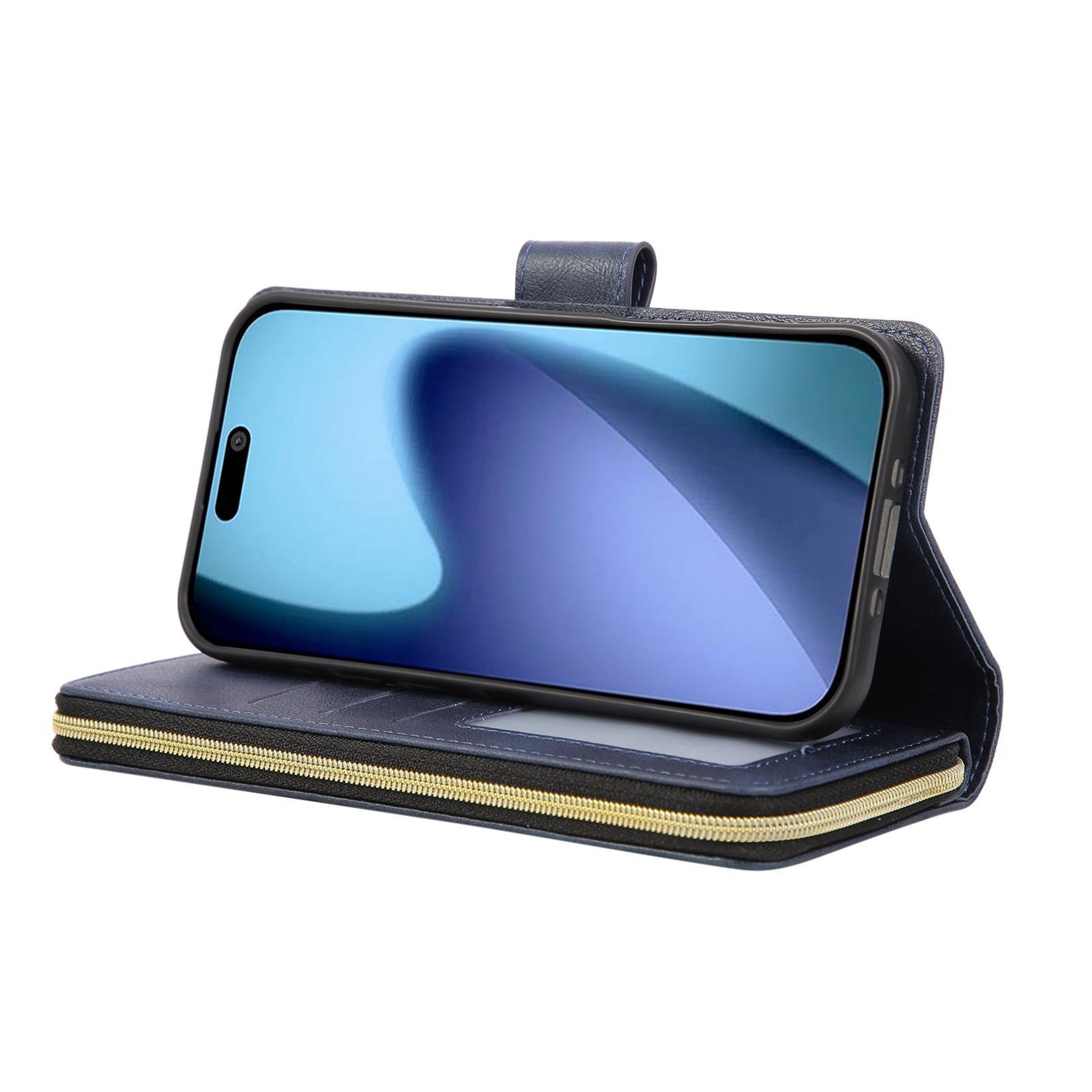 IPhone 18 Pro Zipper Wallet Phone Case With 9 Card Slots And Stand 6