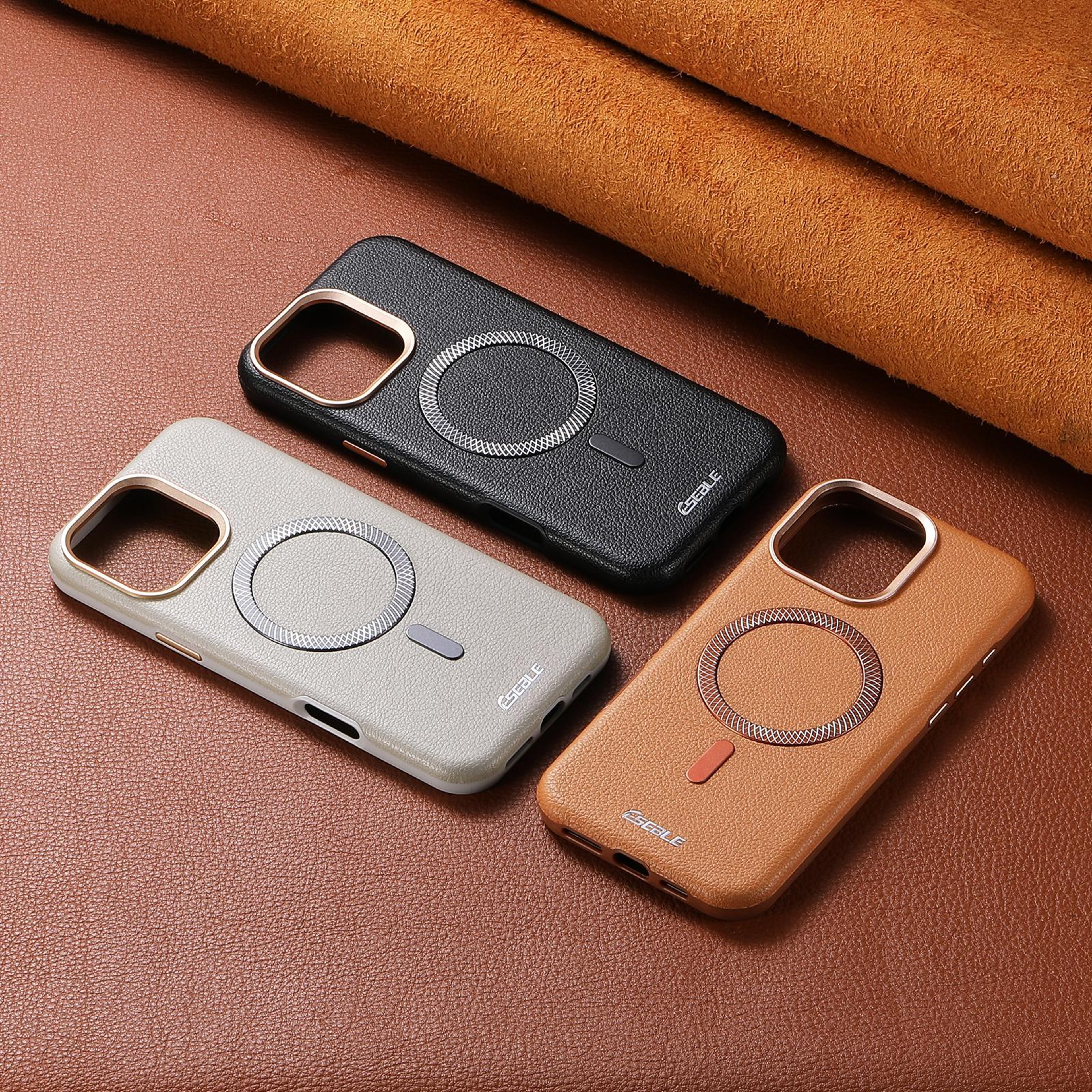 IPhone 18 Pro Max Magnetic Litchi Texture Phone Case With Metal Lens Button 1