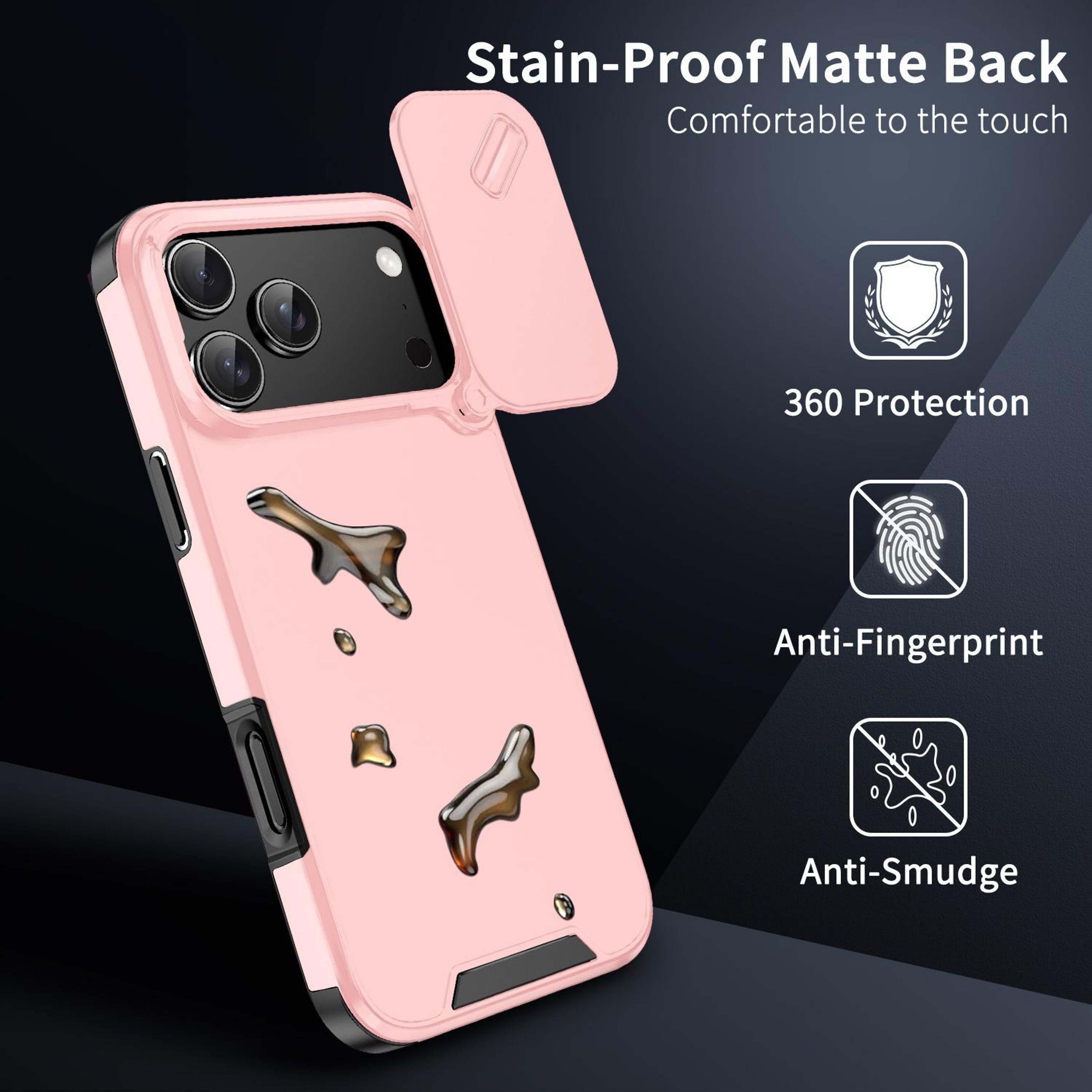 18 Pro Max Sliding Camera Cover TPU PC Phone Case 3