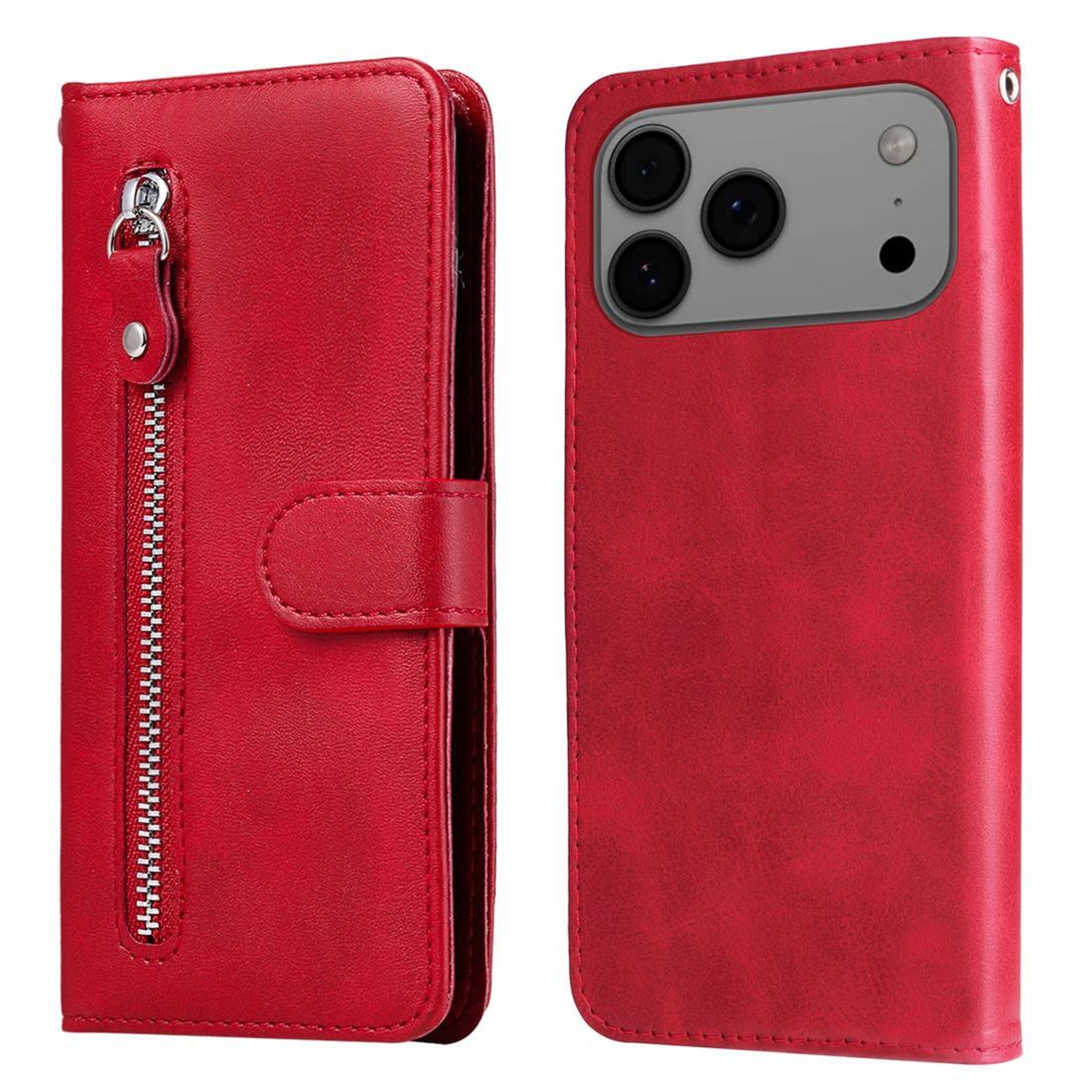 IPhone 18 Pro Max Calf Texture Zipper Wallet Phone Case 0
