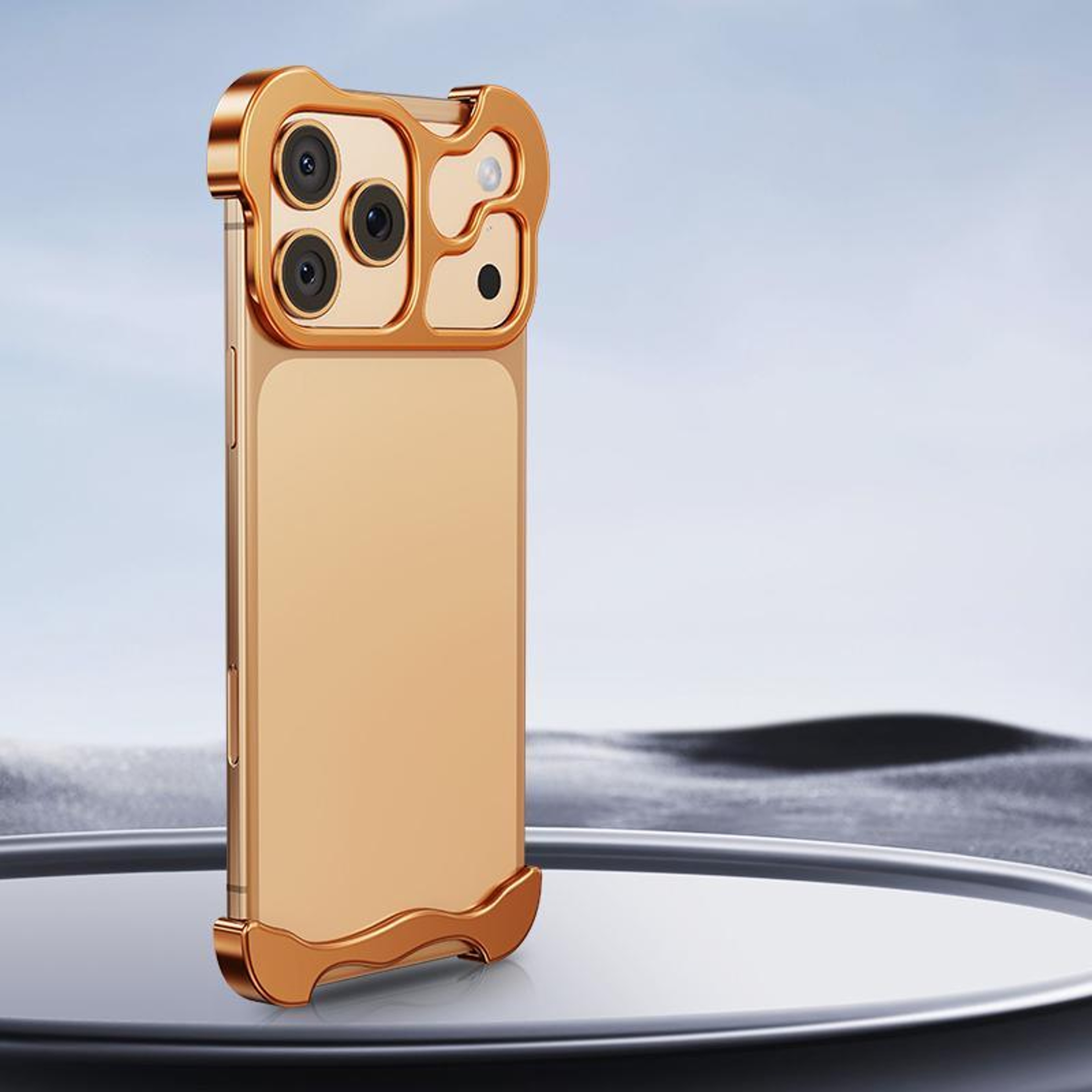Frameless Aluminum Alloy Corner Phone Case With Lens Film For IPhone 18 Pro Max 0