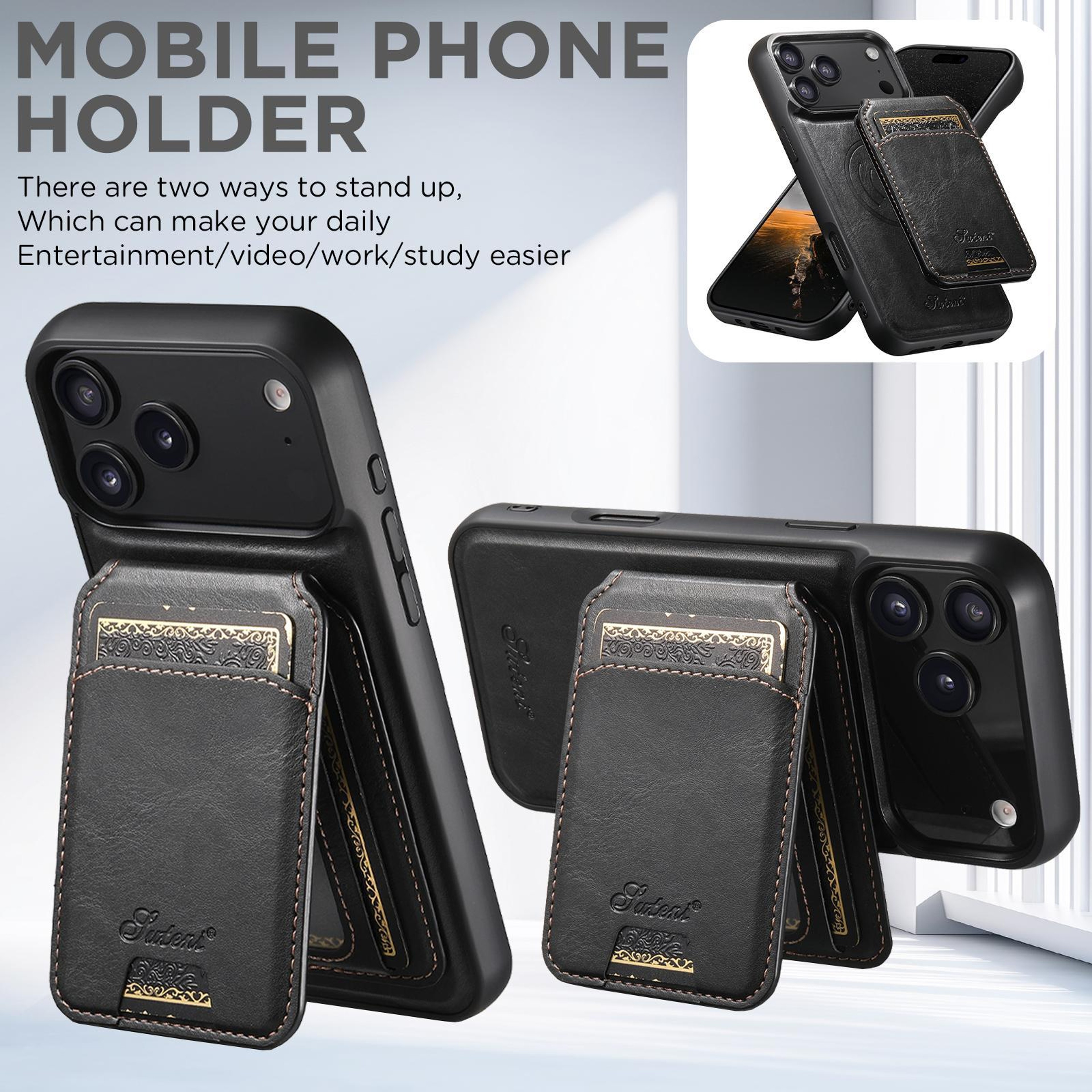 IPhone 18 Pro Max Magnetic Detachable Wallet Case With PU Leather And TPU 3