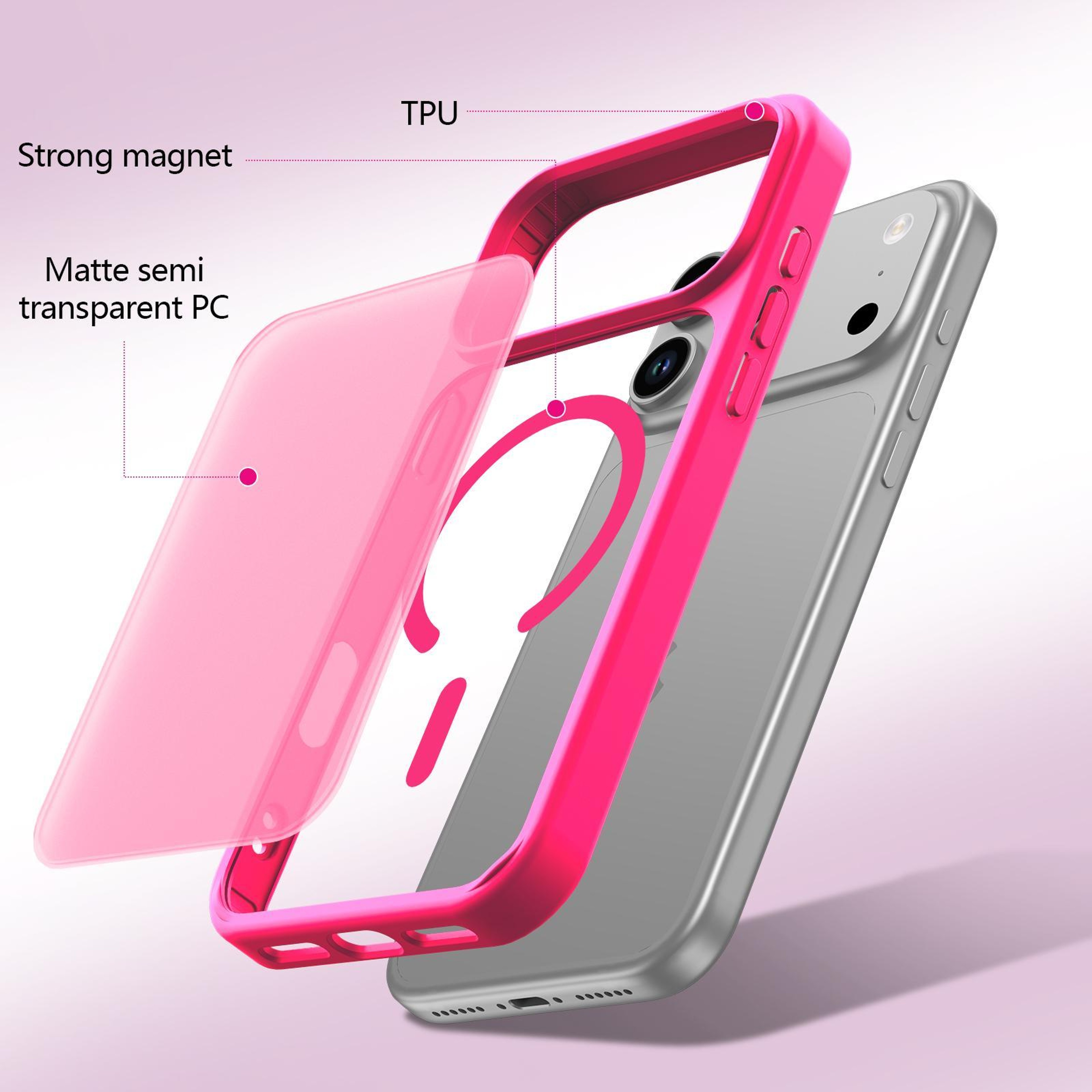 Magnetic IPhone 18 Pro Case With PC TPU Hybrid Protection 1
