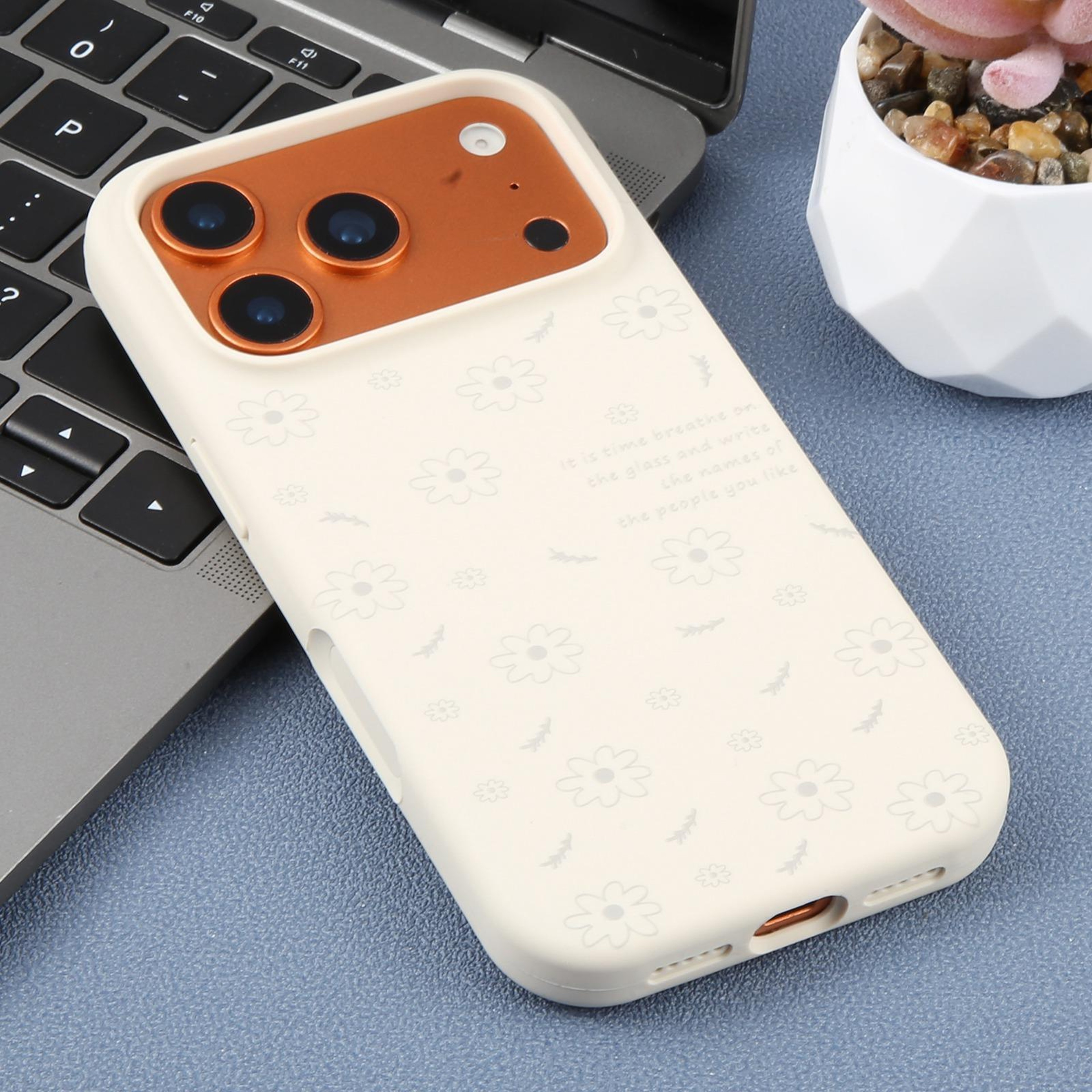 Daisy Floral Liquid Silicone IPhone 18 Pro Max Case With Raised Screen And Camera Edges 1