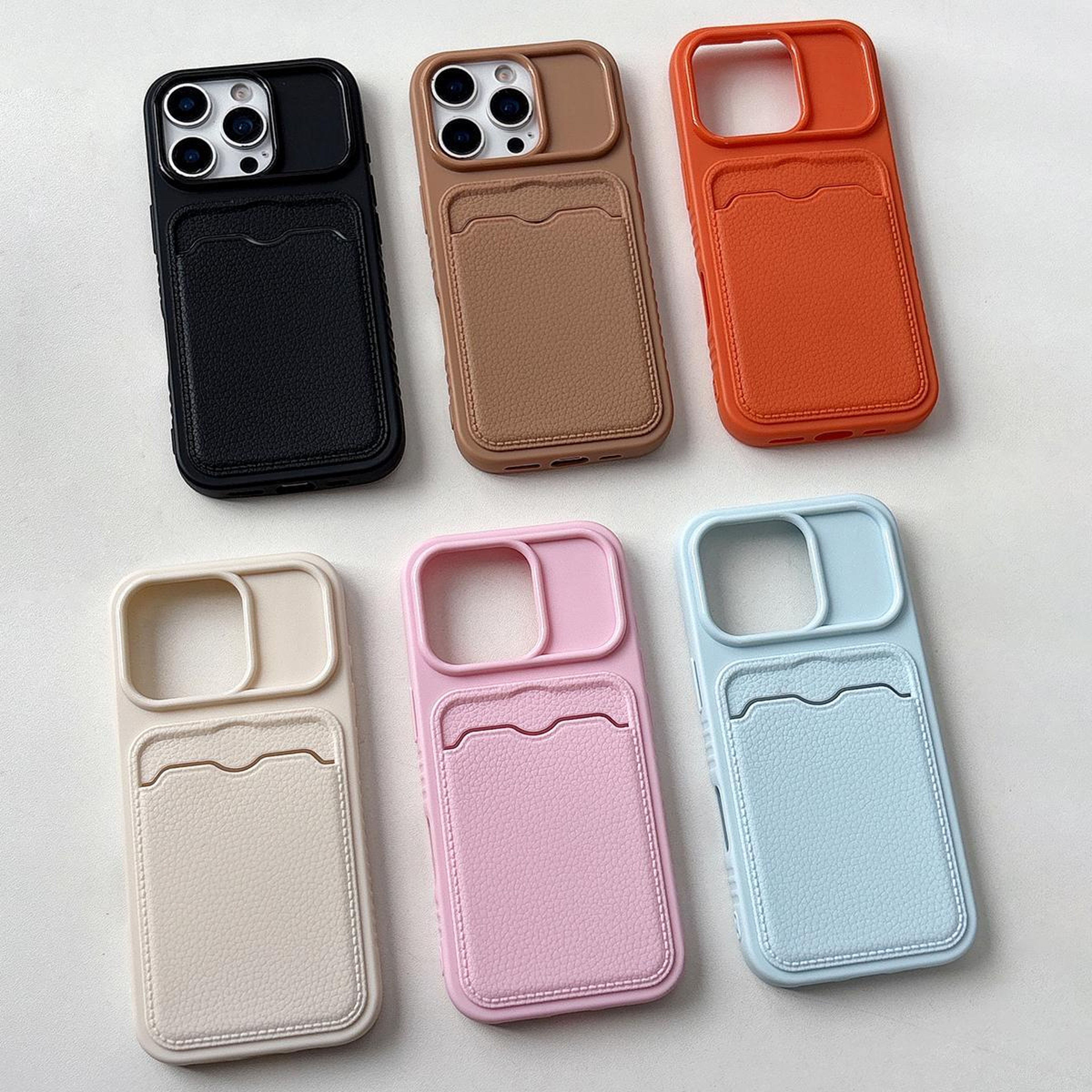 18 Pro Max TPU Lychee Texture Phone Case With Card Slot 1