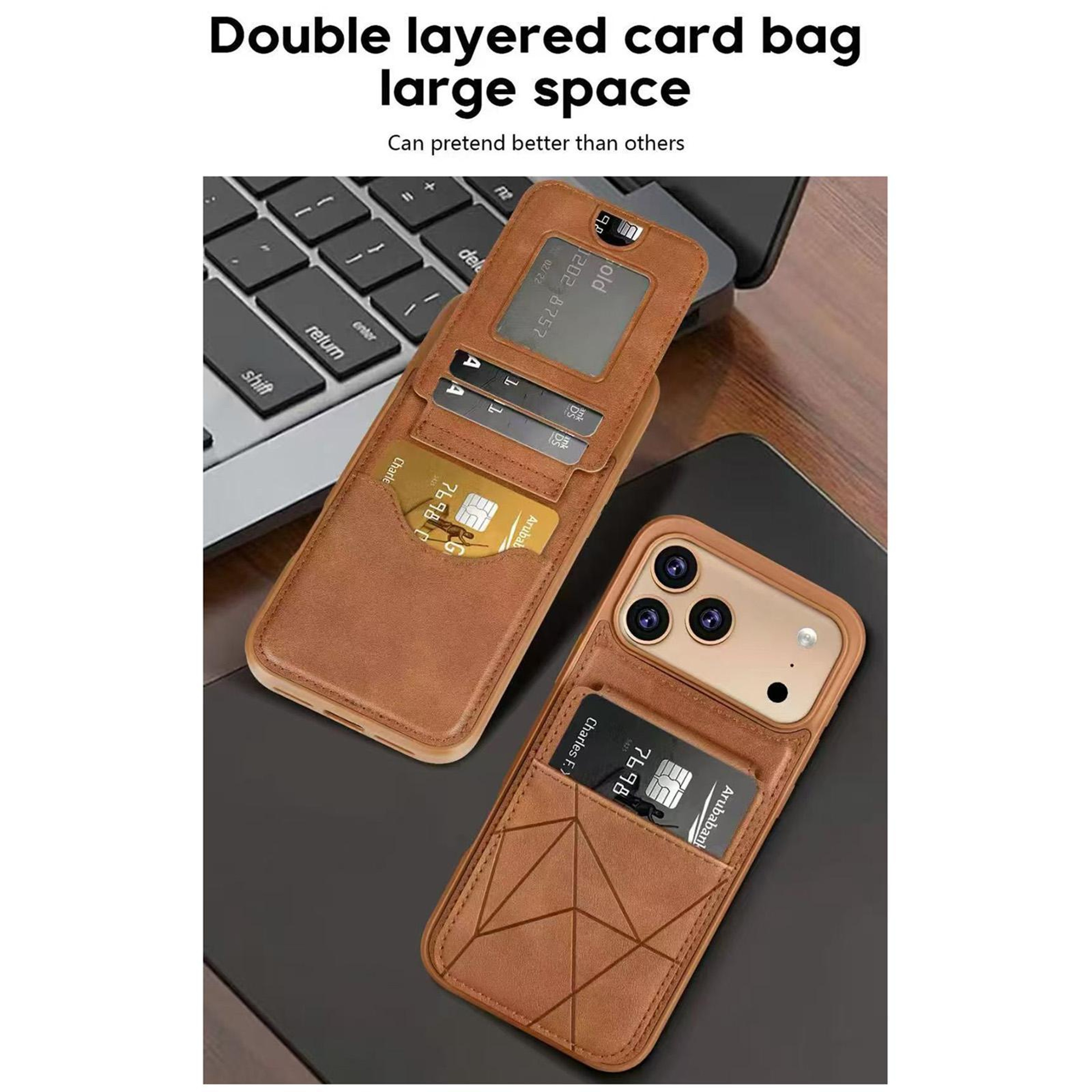 IPhone 18 Pro Max Vertical Flip Wallet Case With Card Holder And Kickstand 6