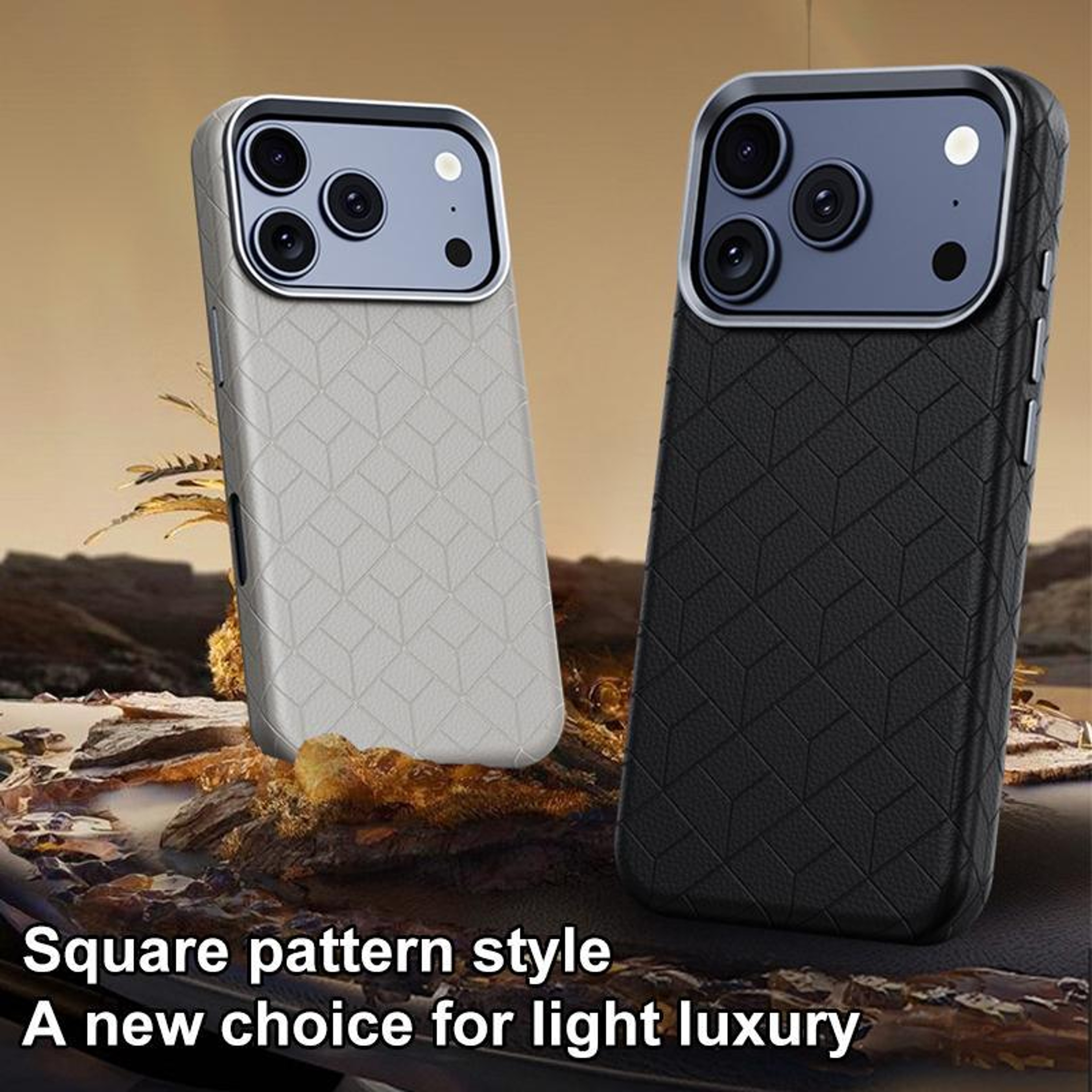 IPhone 18 Pro Max Magnetic Case With Embossed Grid Pattern And Metal Frame 3