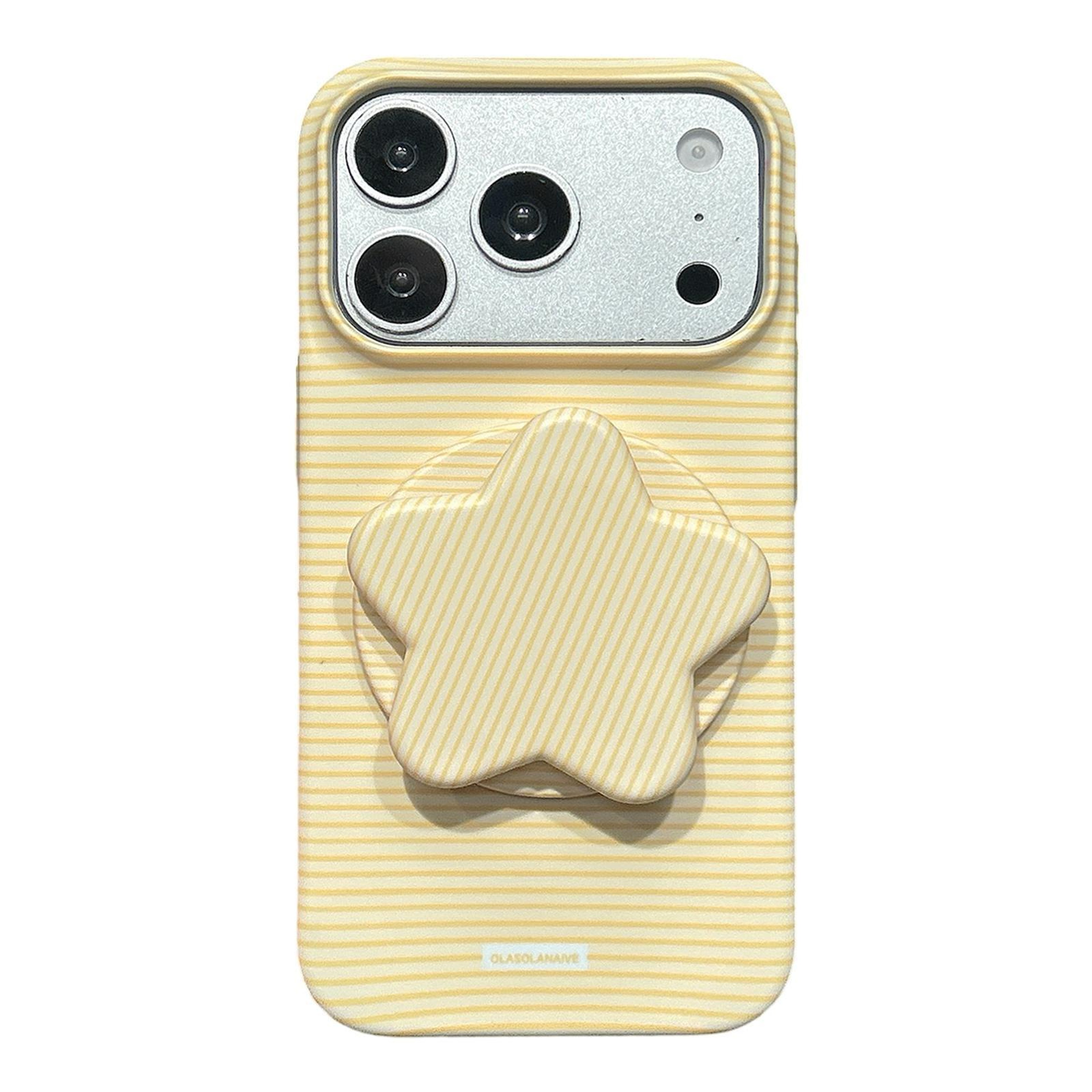 IPhone 18 Pro Max Macaron Striped PC Case With 360 Degree Star Stand 0