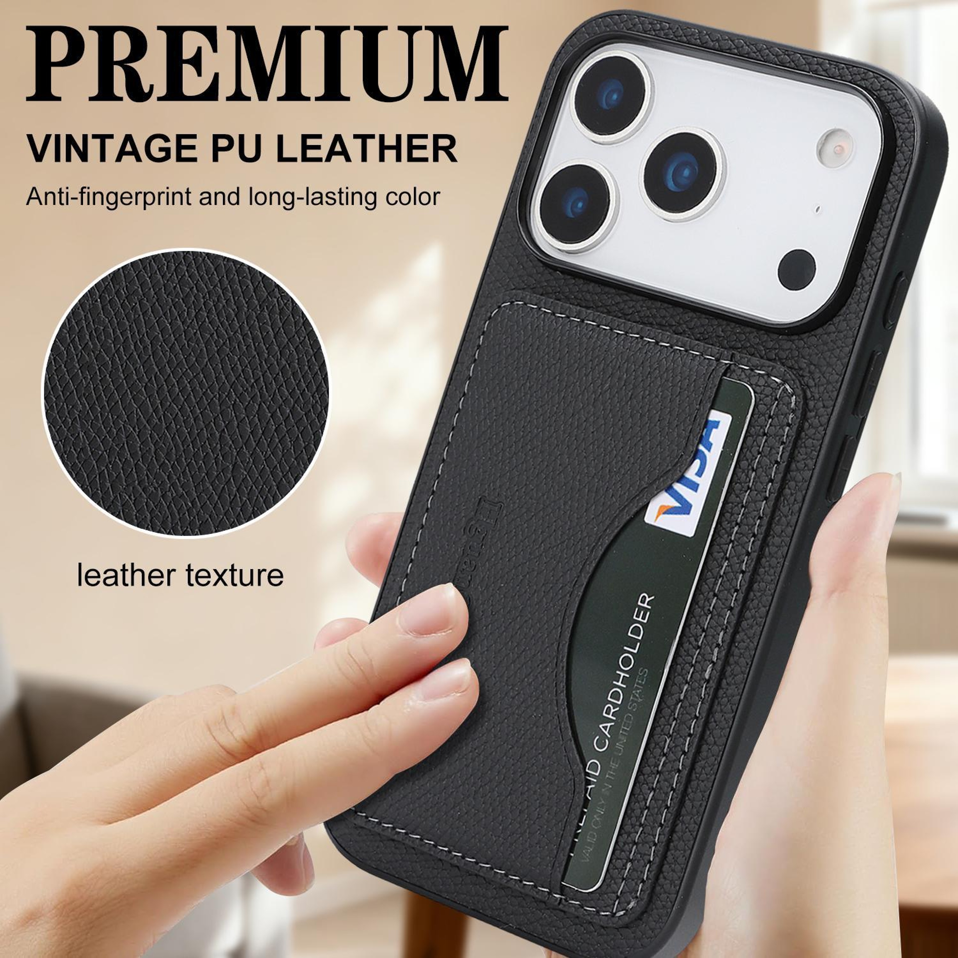 Retro PU Leather Magnetic Card Holder Phone Case For 18 Pro 1