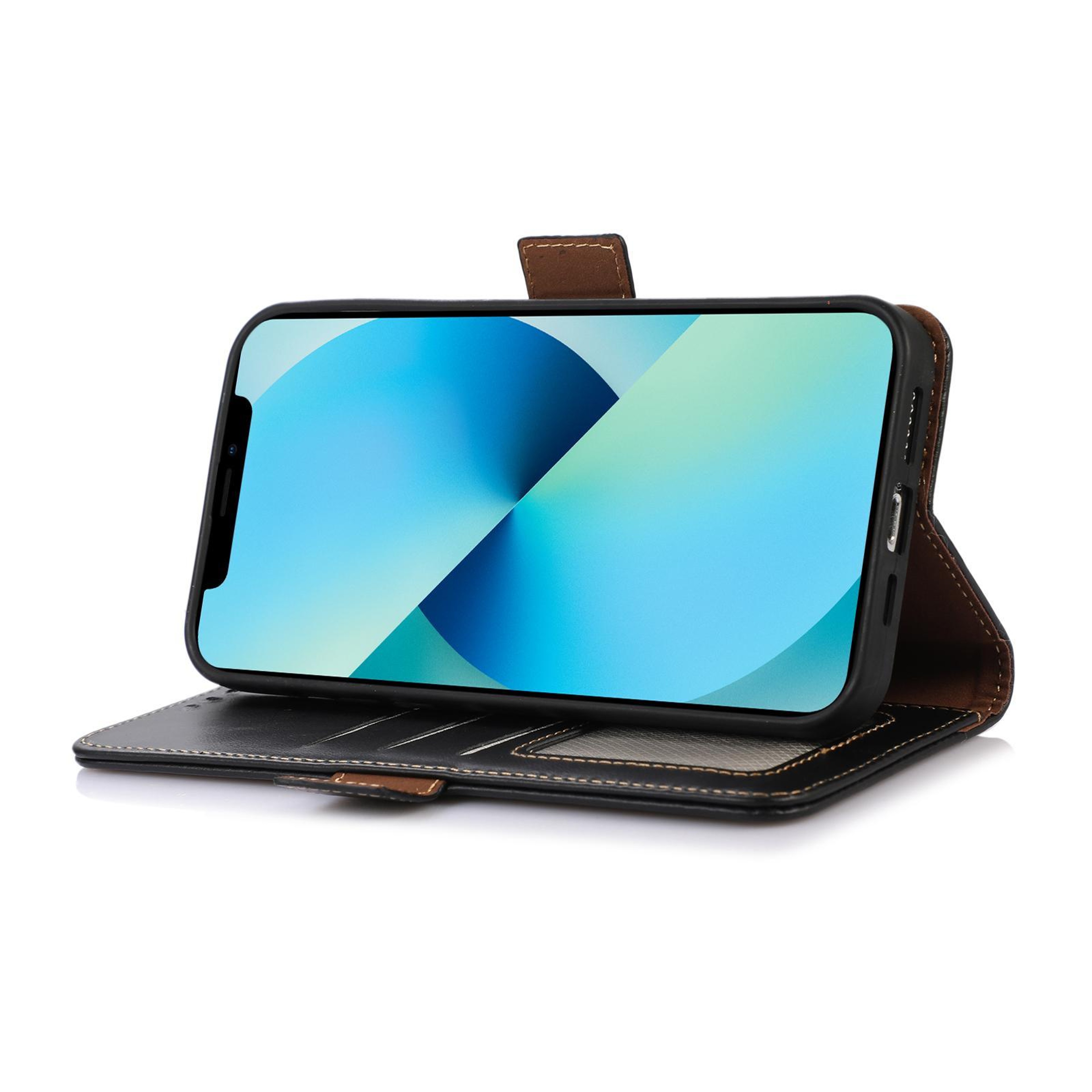IPhone 18 Pro Crazy Horse Cowhide Leather Wallet Case With Stand And RFID Shielding 6