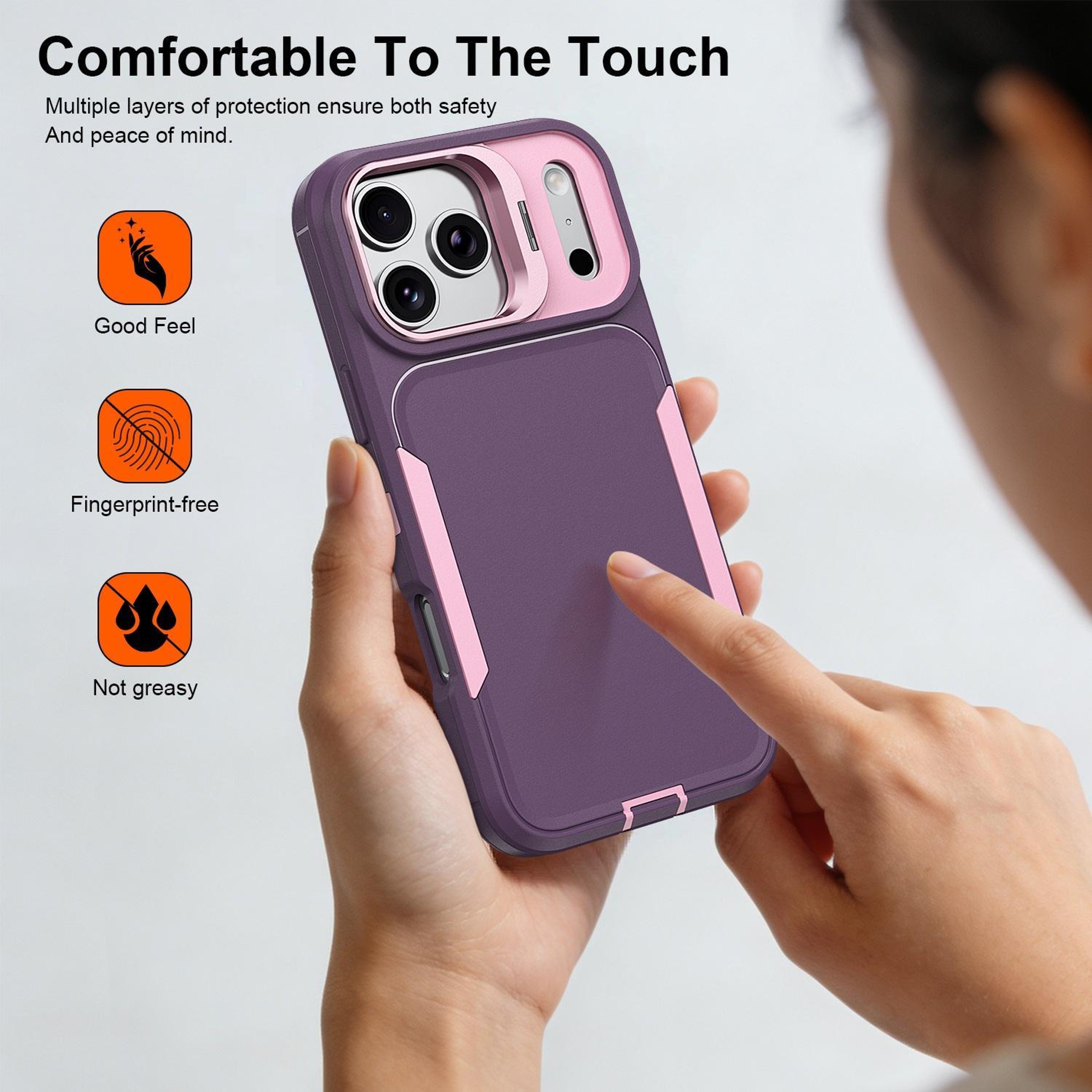 IPhone 18 Pro Lens Frame Holder Phone Case With Adjustable Hidden Holder 6