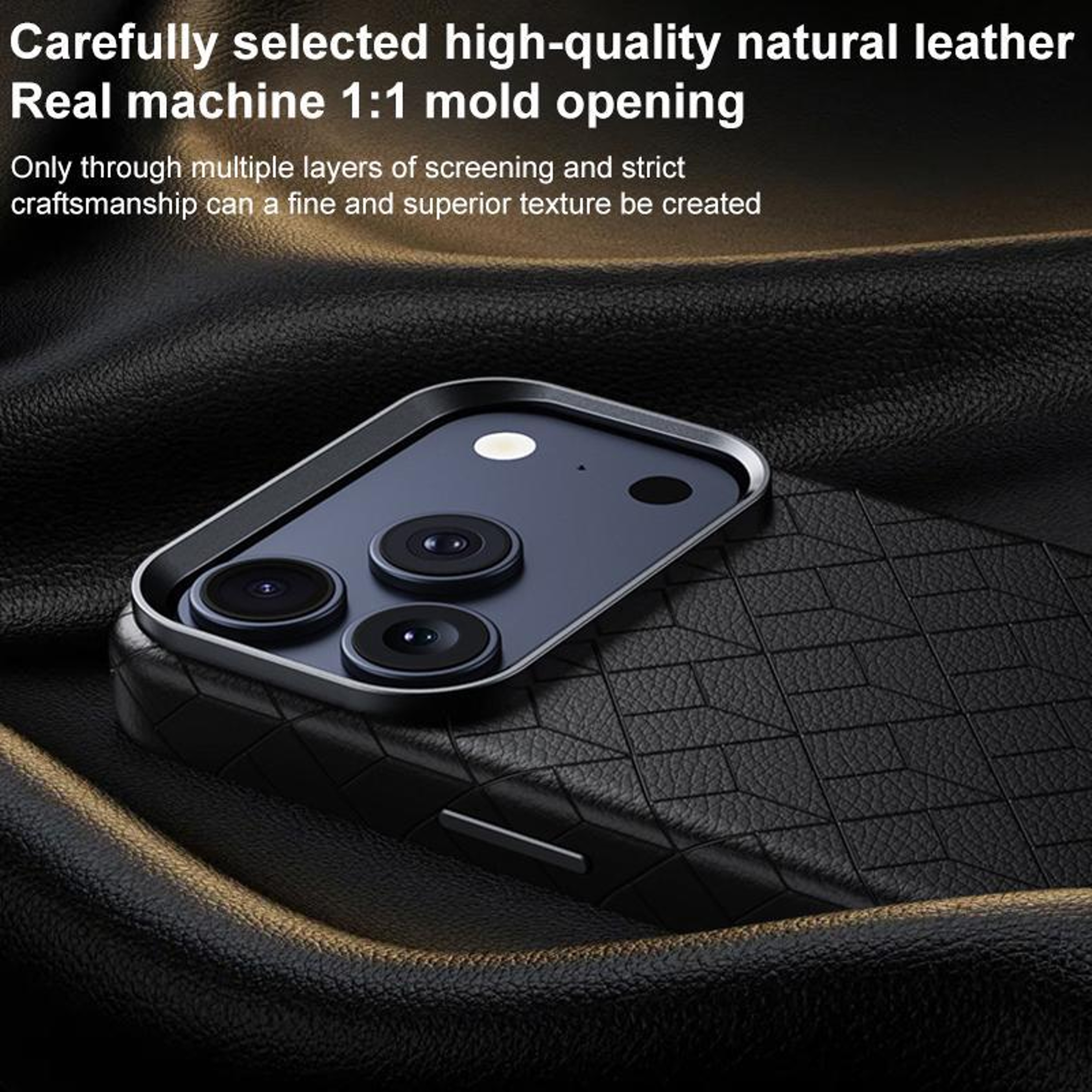 Magnetic Phone Case For IPhone 18 Pro Max With Embossed Grid Pattern And Metal Frame 7