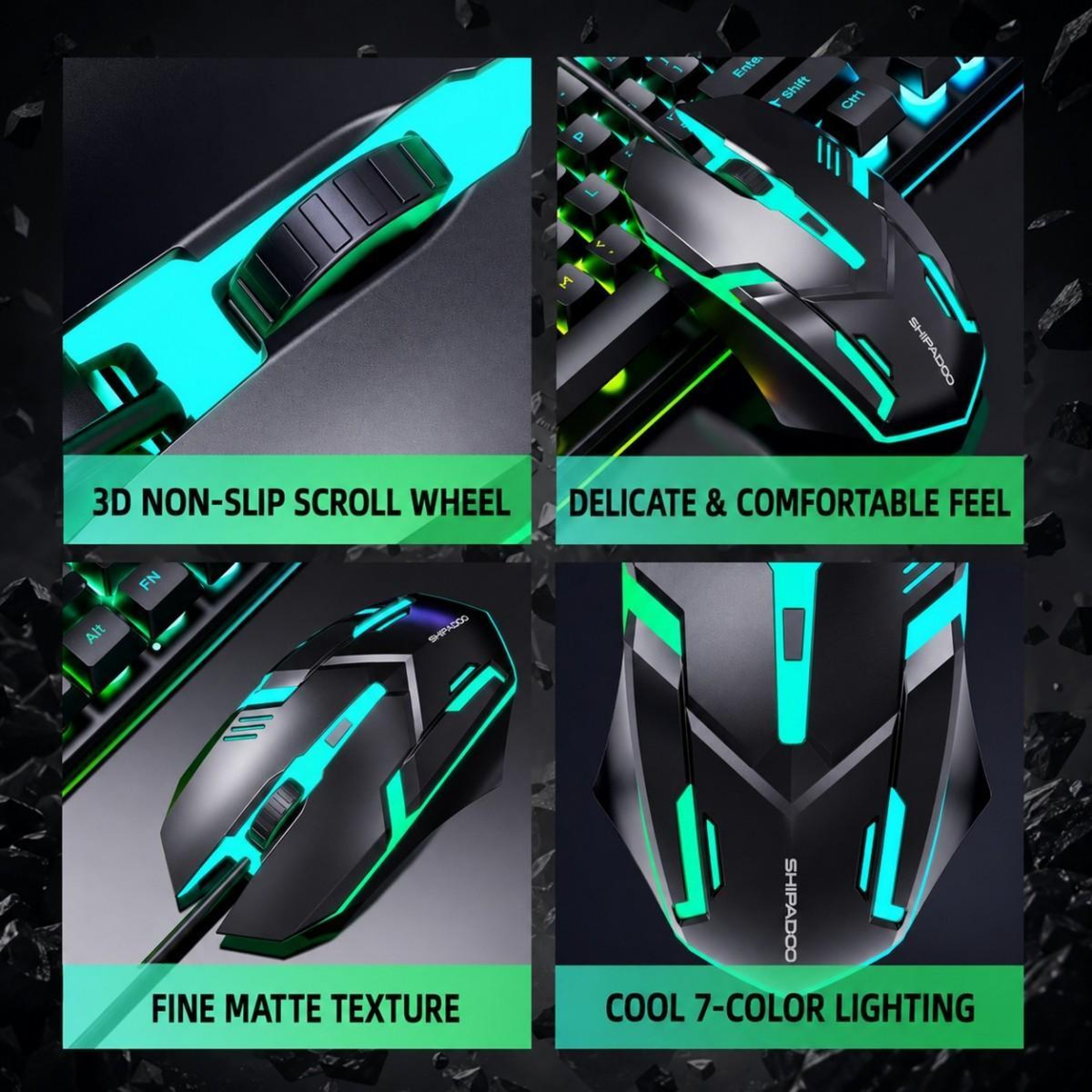 Colorful Illuminated Wired Gaming Keyboard and Mouse Set with USB Connection – view 11