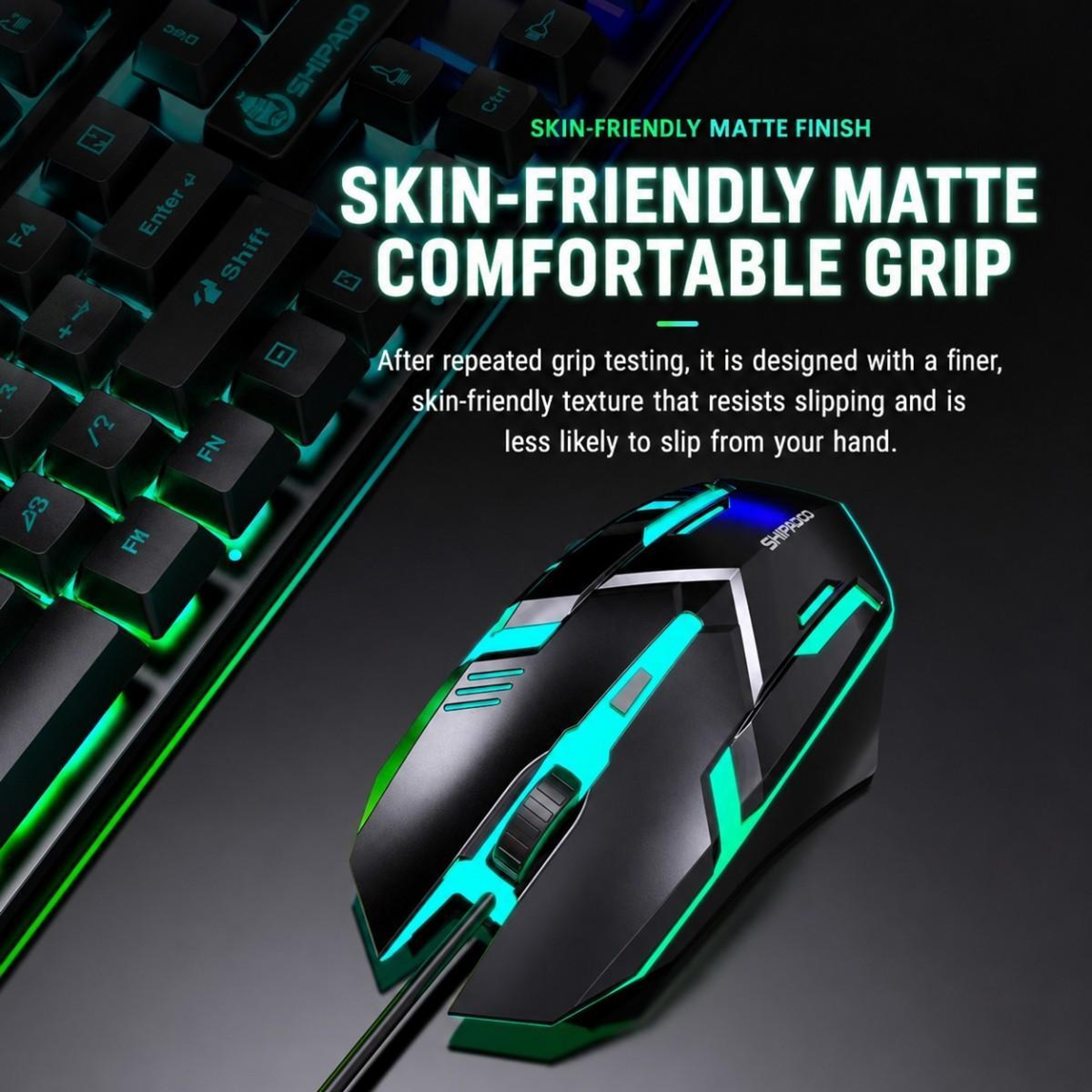 Colorful Illuminated Wired Gaming Keyboard and Mouse Set with USB Connection – view 3