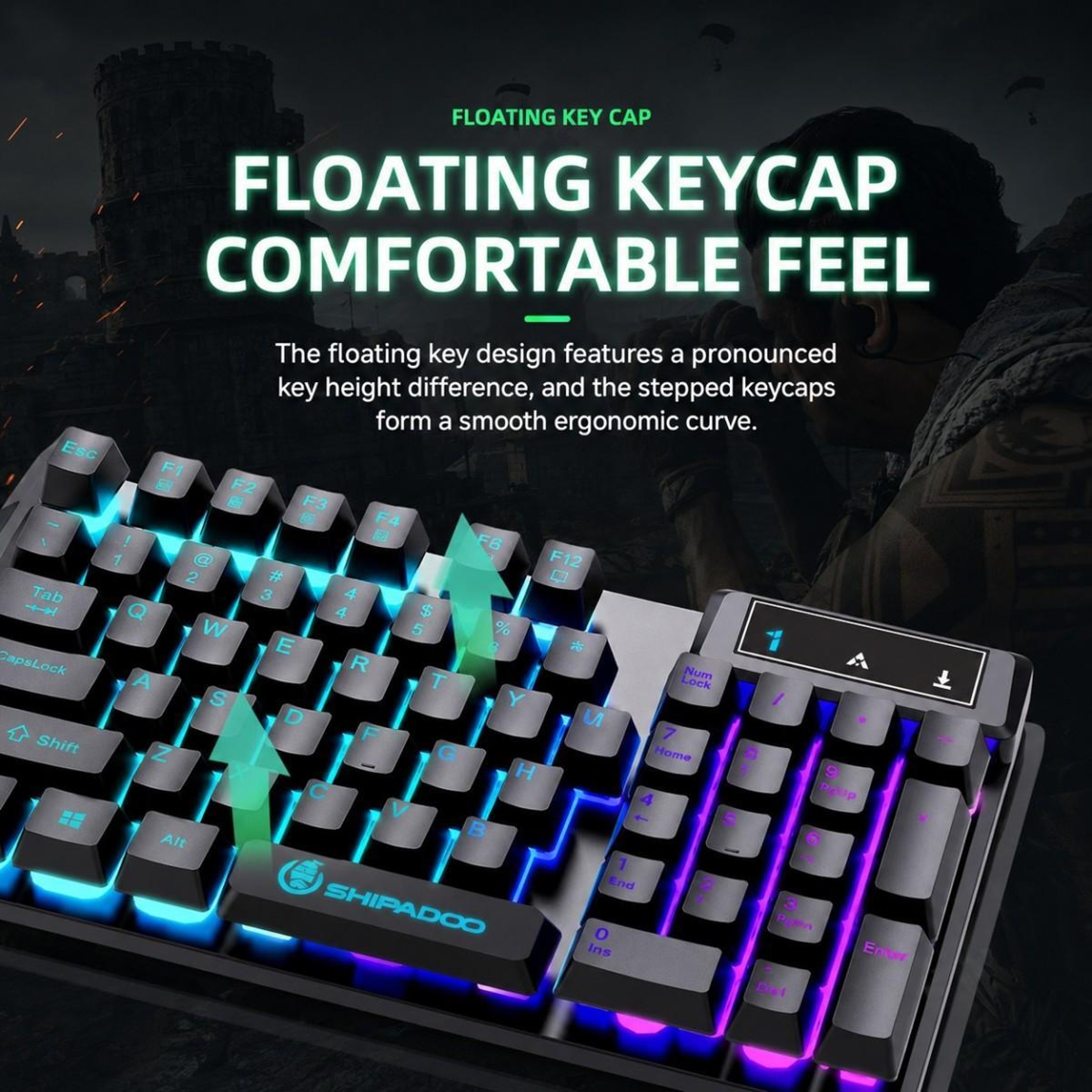 Colorful Illuminated Wired Gaming Keyboard and Mouse Set with USB Connection – view 8