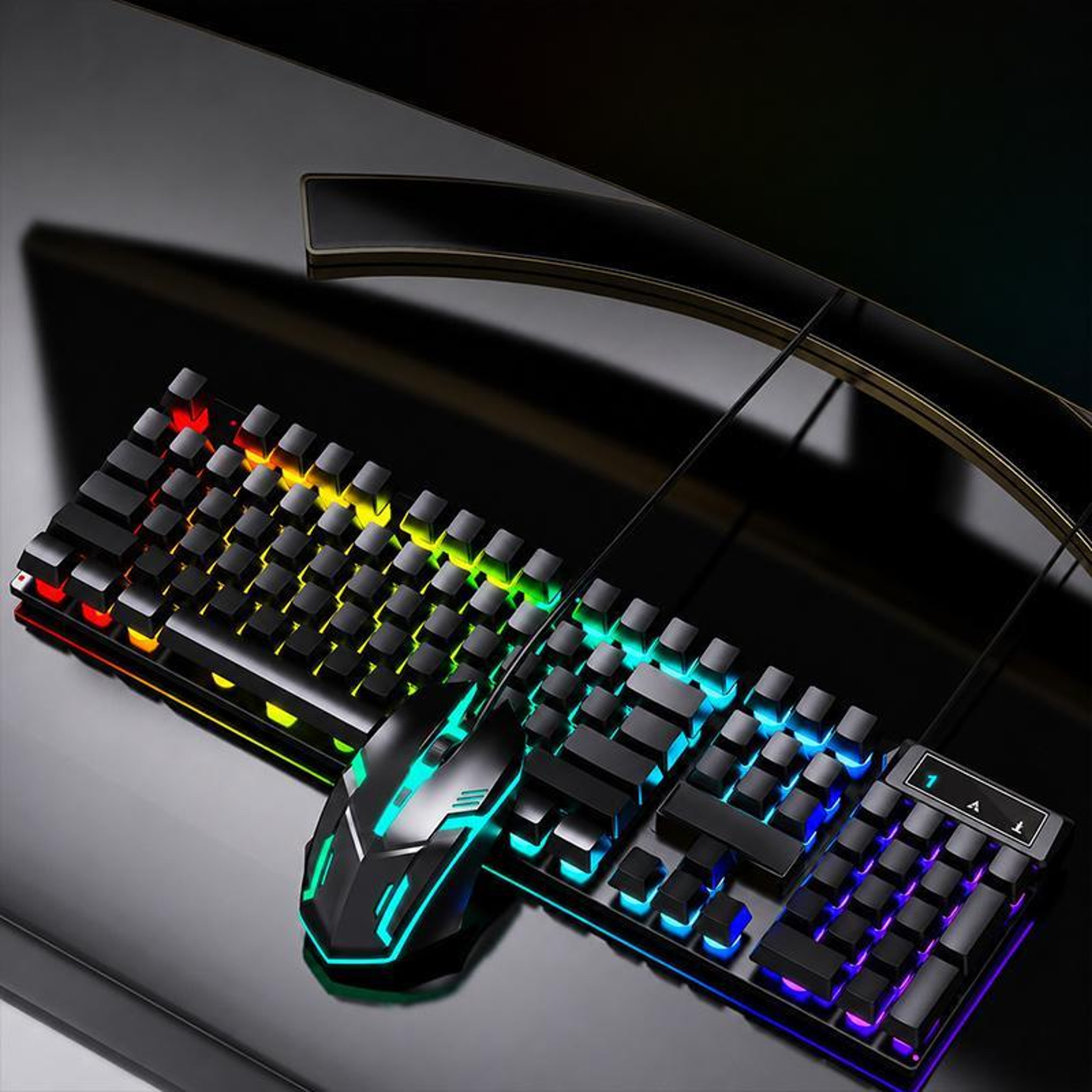 Colorful Illuminated Wired Gaming Keyboard and Mouse Set with USB Connection – view 13