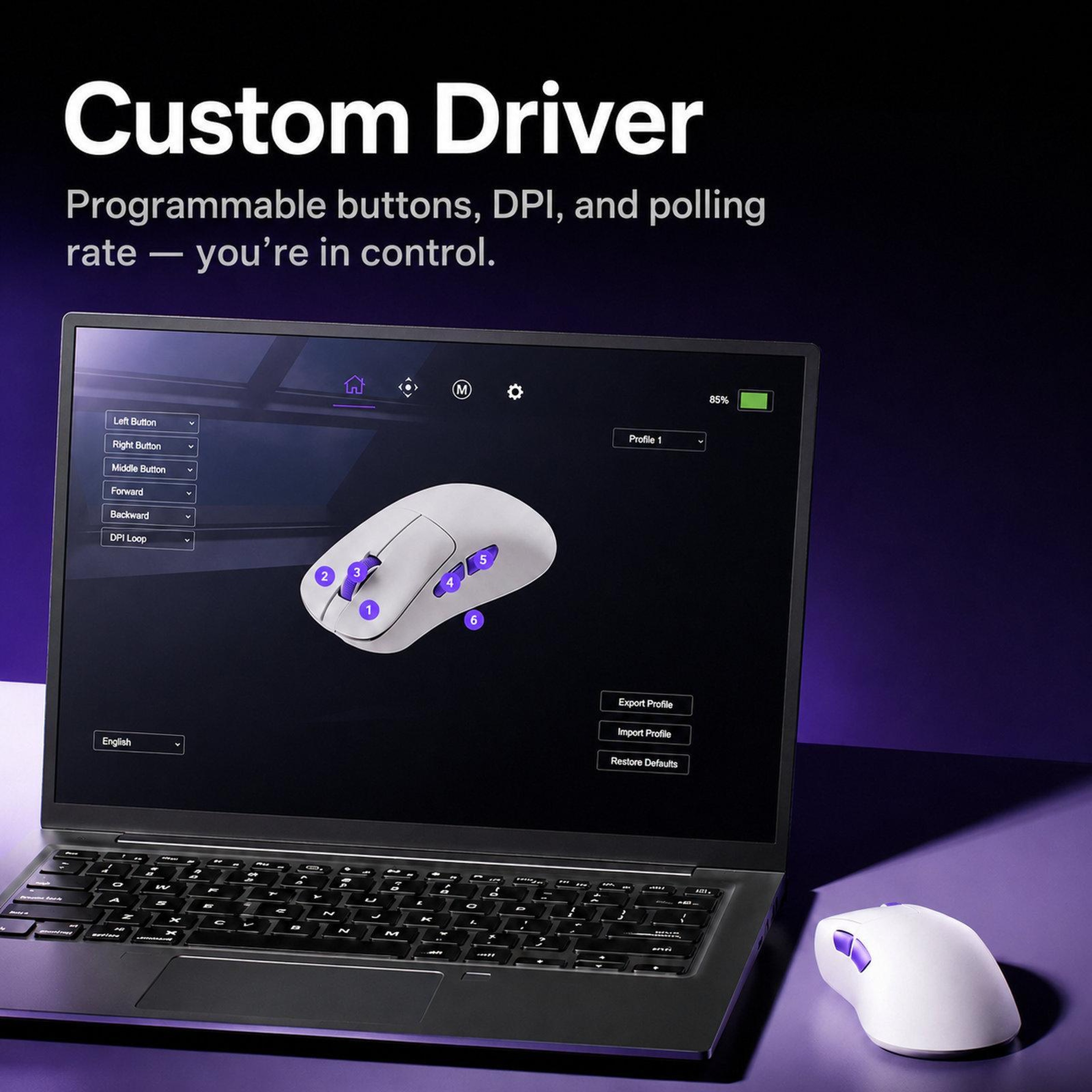 3-Mode Wireless Gaming Mouse with Dual 8000Hz Polling and 49g Ergonomic Design – view 6