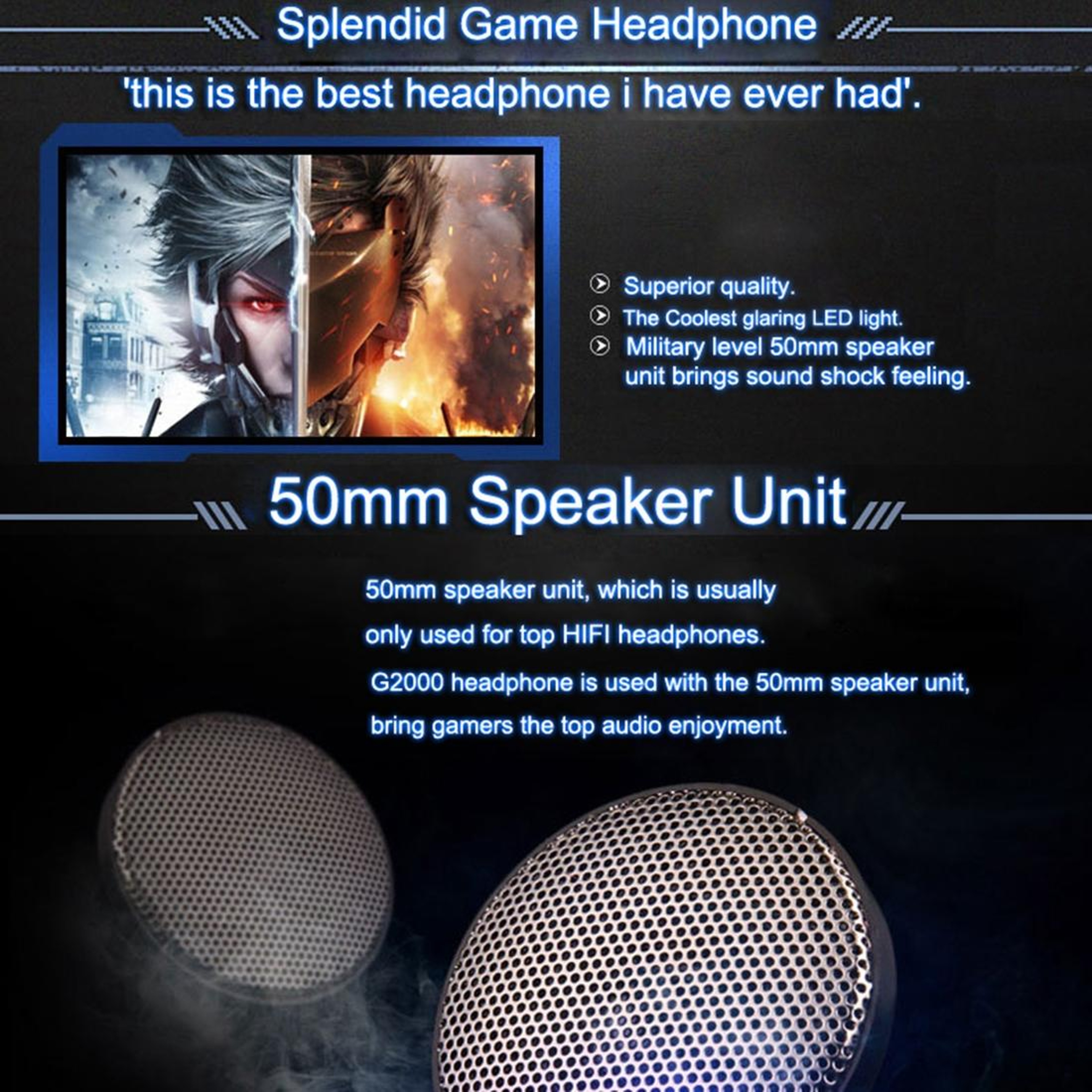 OverEar Gaming Headset With 50mm Drivers LED Lights And Microphone 2