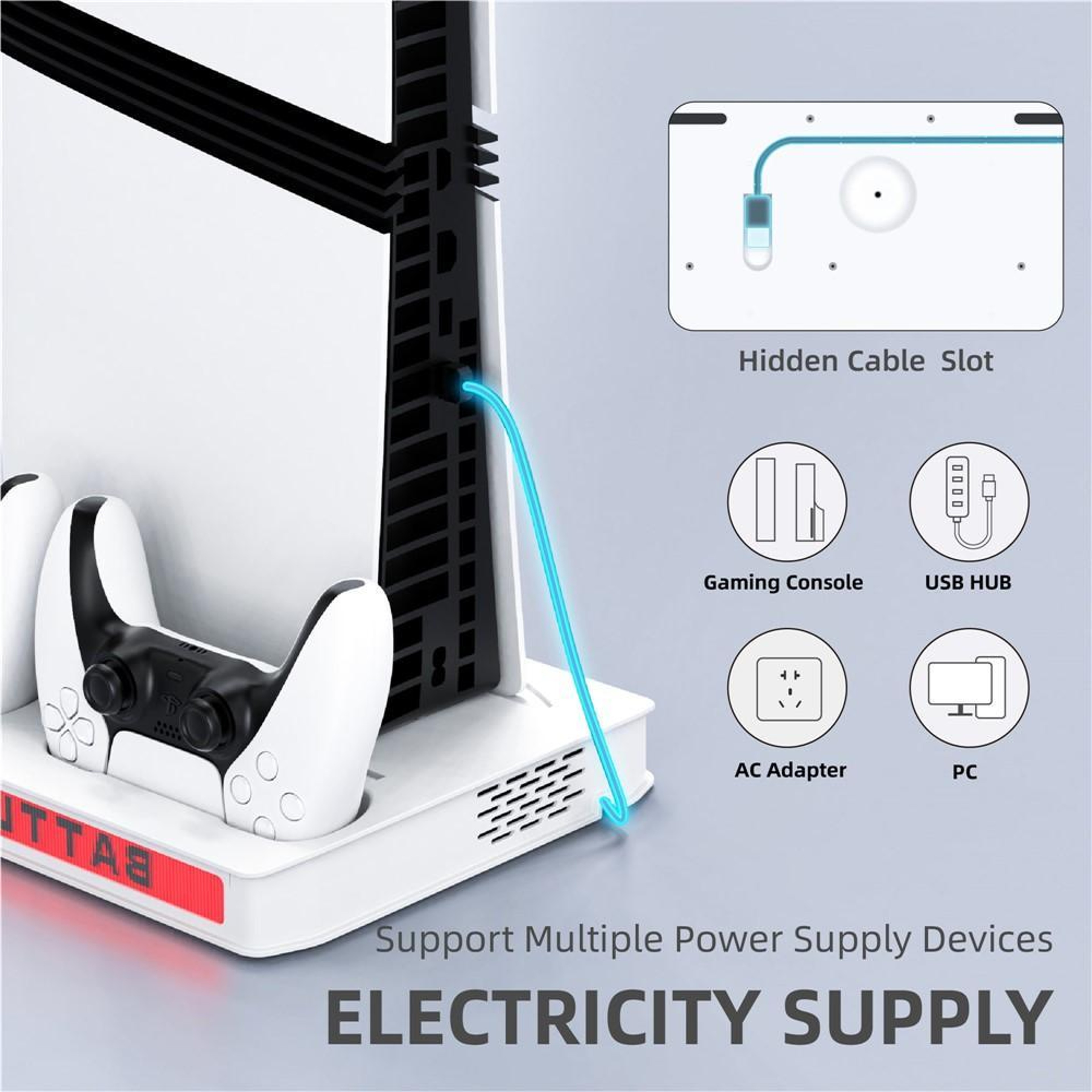 Game Console Cooling Fan Base and Dual Controller Charging Stand – view 5
