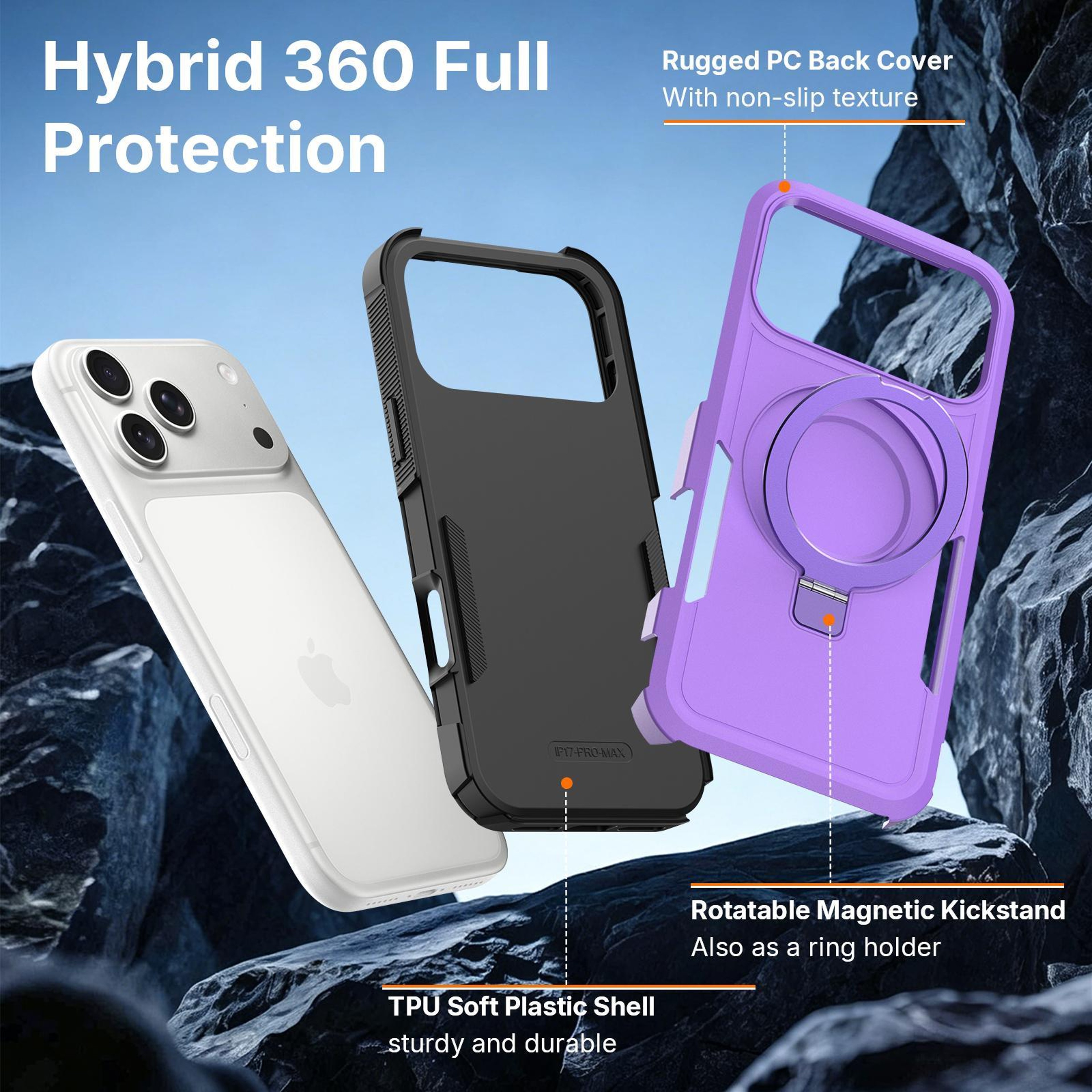 IPhone 18 Pro Magnetic Protective Case With 360 Ring Holder 5