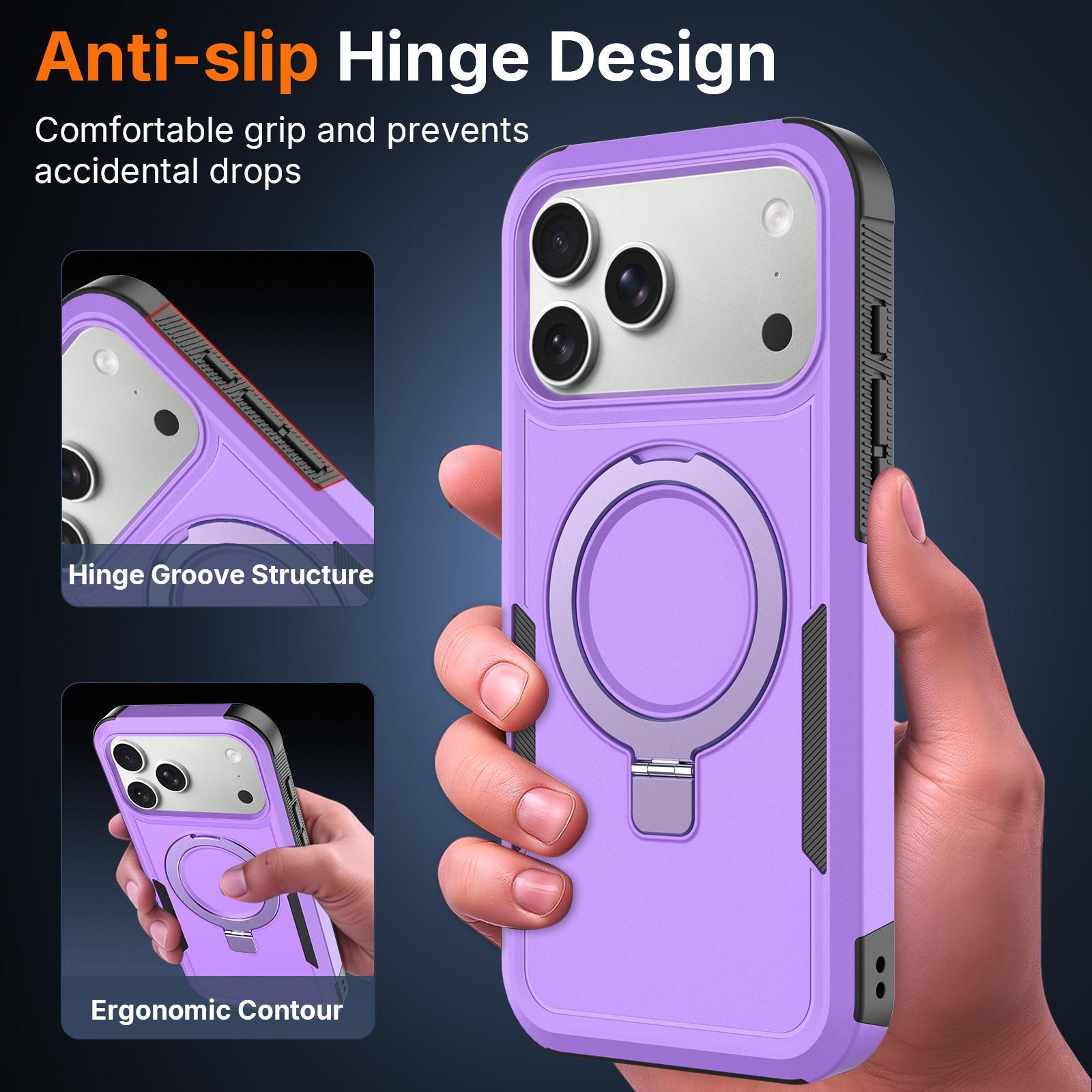 Shockproof Hybrid IPhone 18 Pro Max Case With Rotating Ring Holder And Magnetic Alignment 1