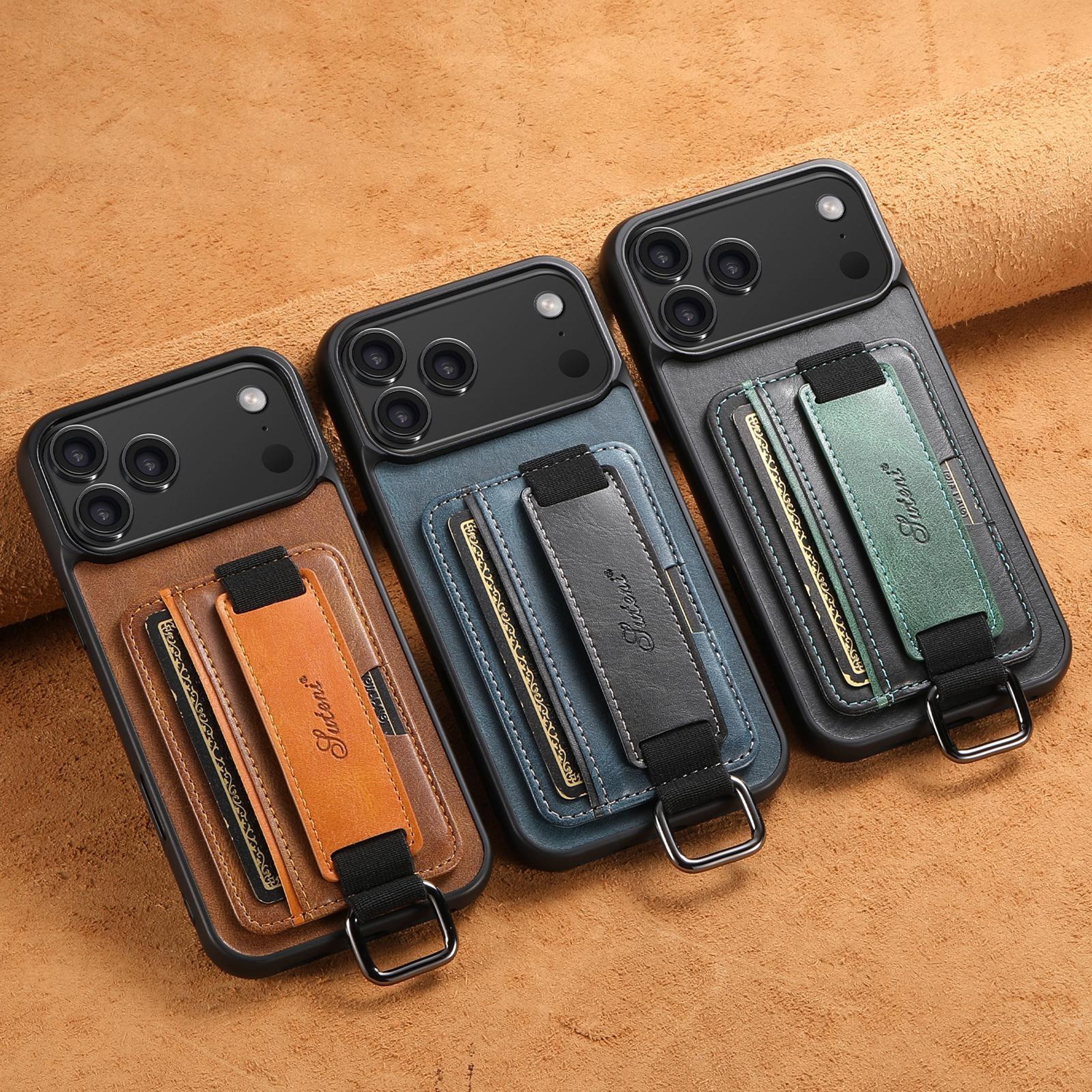IPhone 18 Pro Card Wallet Wrist Strap PU Phone Case With TPU Corner Protection 4