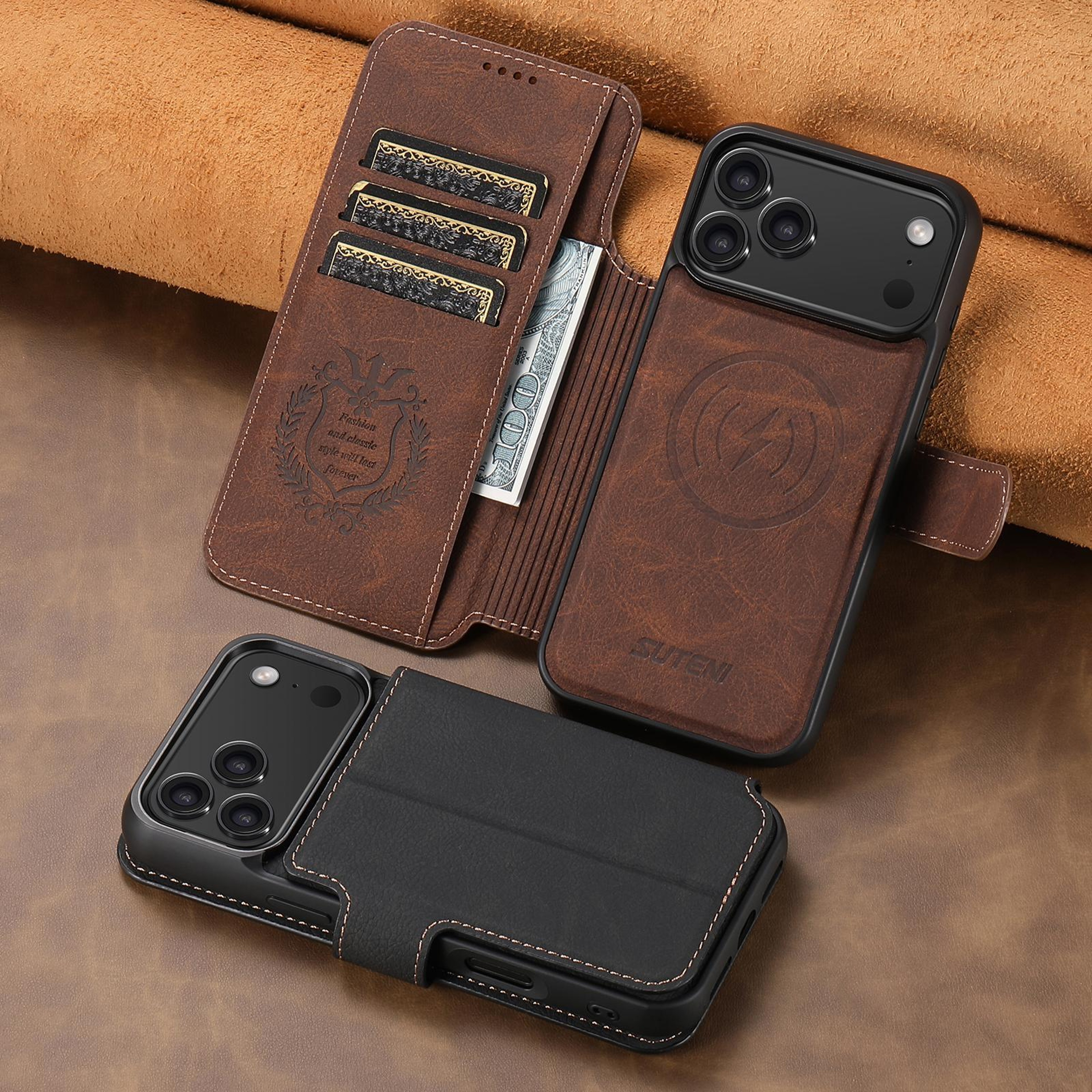 IPhone 18 Pro Magnetic Wallet Case With Detachable PU Leather Card Holder 5