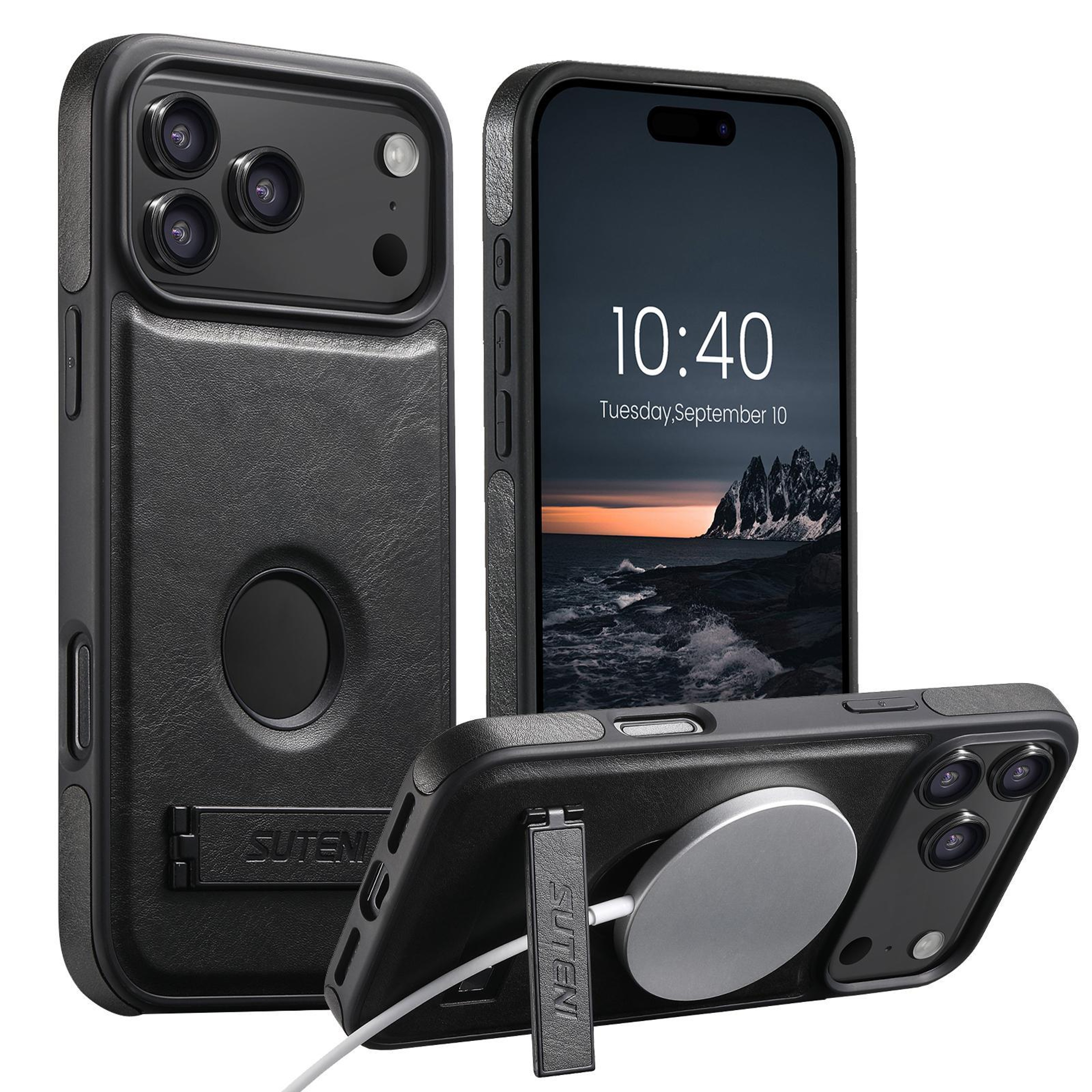 IPhone 18 Pro Case With MagSafe PU Leather Back And TPU Protection 1