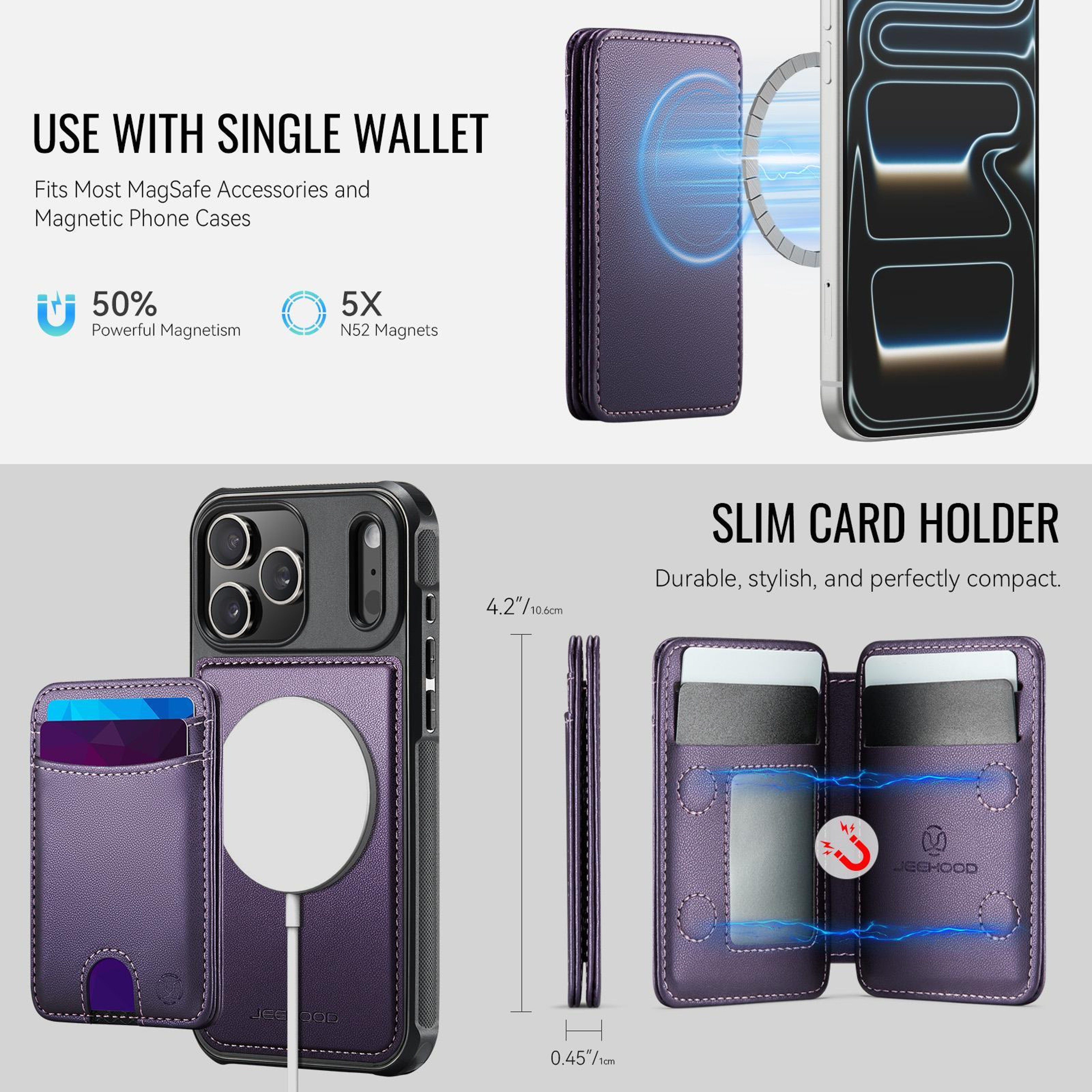 IPhone 18 Pro Max MagSafe RFID Card Holder Case With Detachable Wallet 3